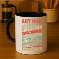 Any Man Can Be A Father Daddy Shark Coffee Mug thumb 4