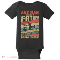 Any Man Can Be A Father Daddy Shark Baby Bodysuit thumb 0