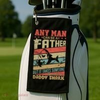 Any Man Can Be A Father Daddy Shark Golf Towel thumb 2