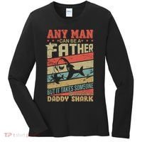 Any Man Can Be A Father Daddy Shark Women's Long Sleeve Shirt thumb 0