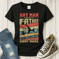 Any Man Can Be A Father Daddy Shark Women's T-Shirt thumb 3