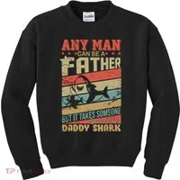 Any Man Can Be A Father Daddy Shark Kids Sweatshirt thumb 0