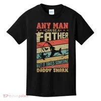 Any Man Can Be A Father Daddy Shark Kids T-Shirt thumb 0