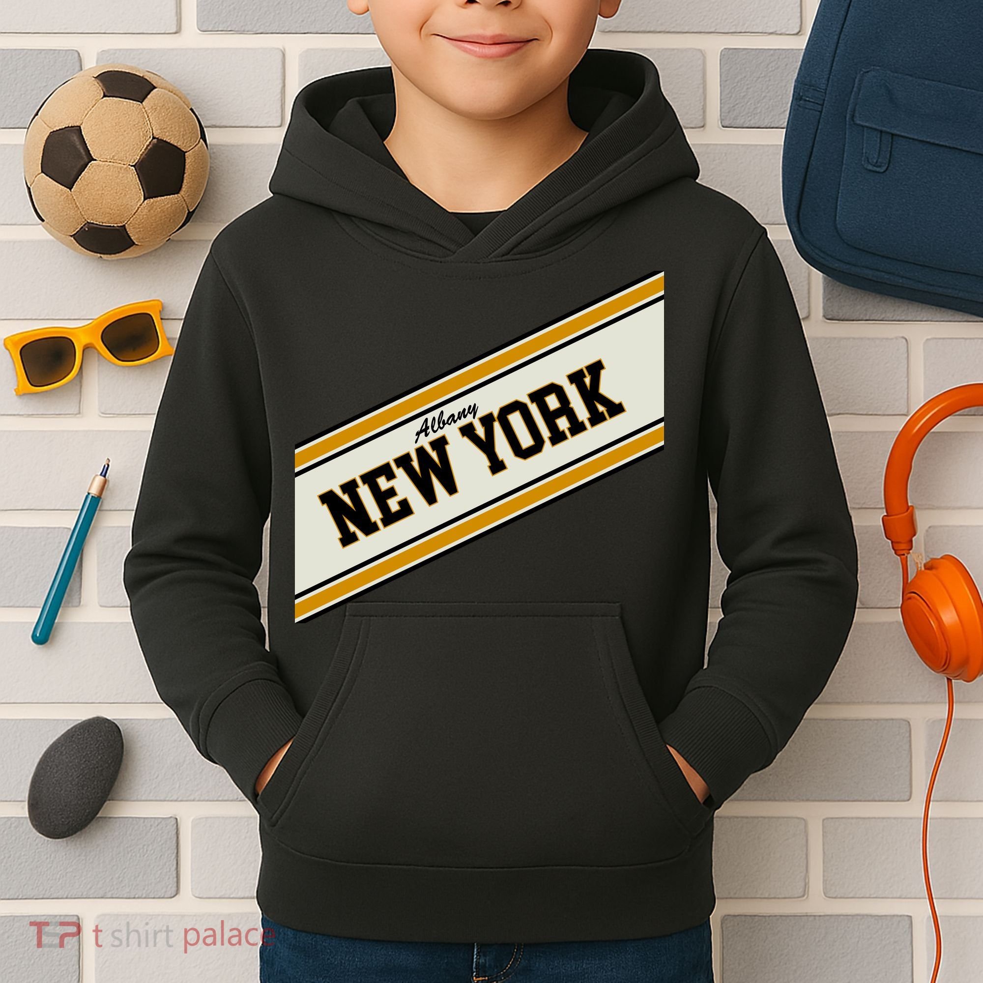 Albany New York Varsity Logo Kids Hoodie