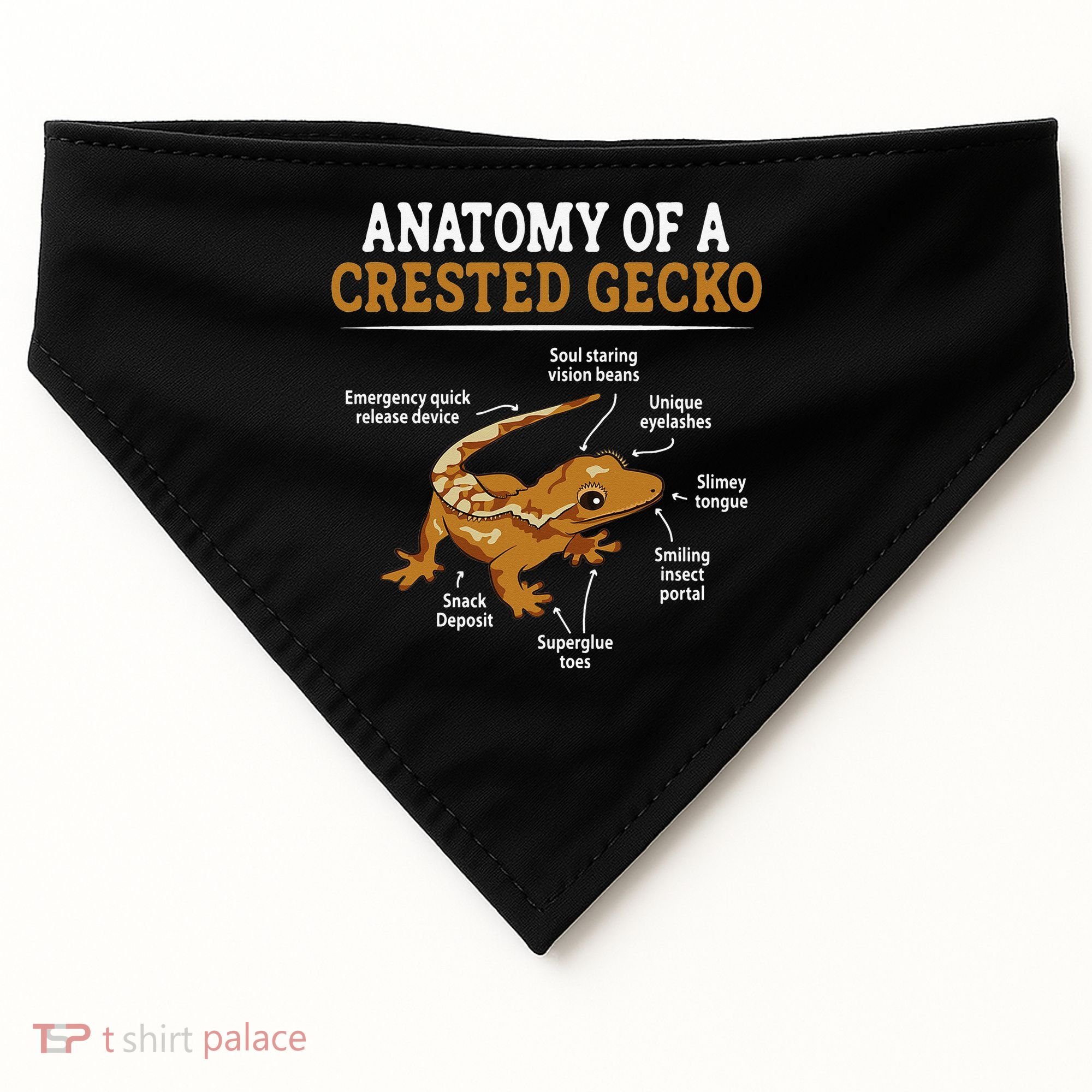 Anatomy Of A Crested Gecko Eyelash Lizard Herpetologist USA-Made Doggie Bandana