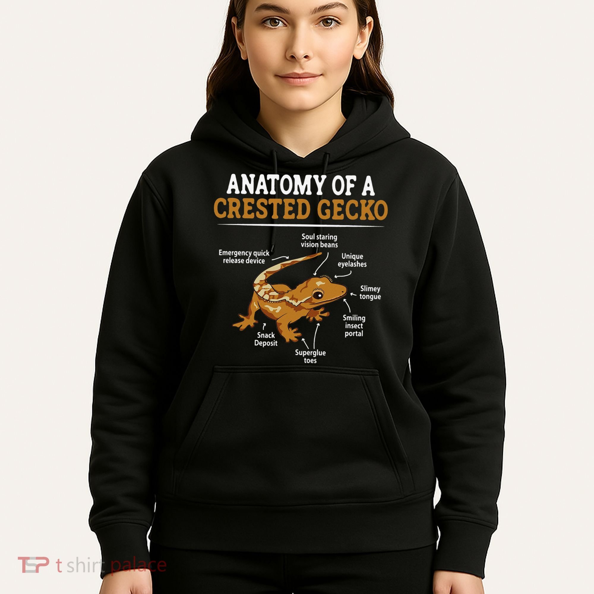 Anatomy Of A Crested Gecko Eyelash Lizard Herpetologist Hoodie