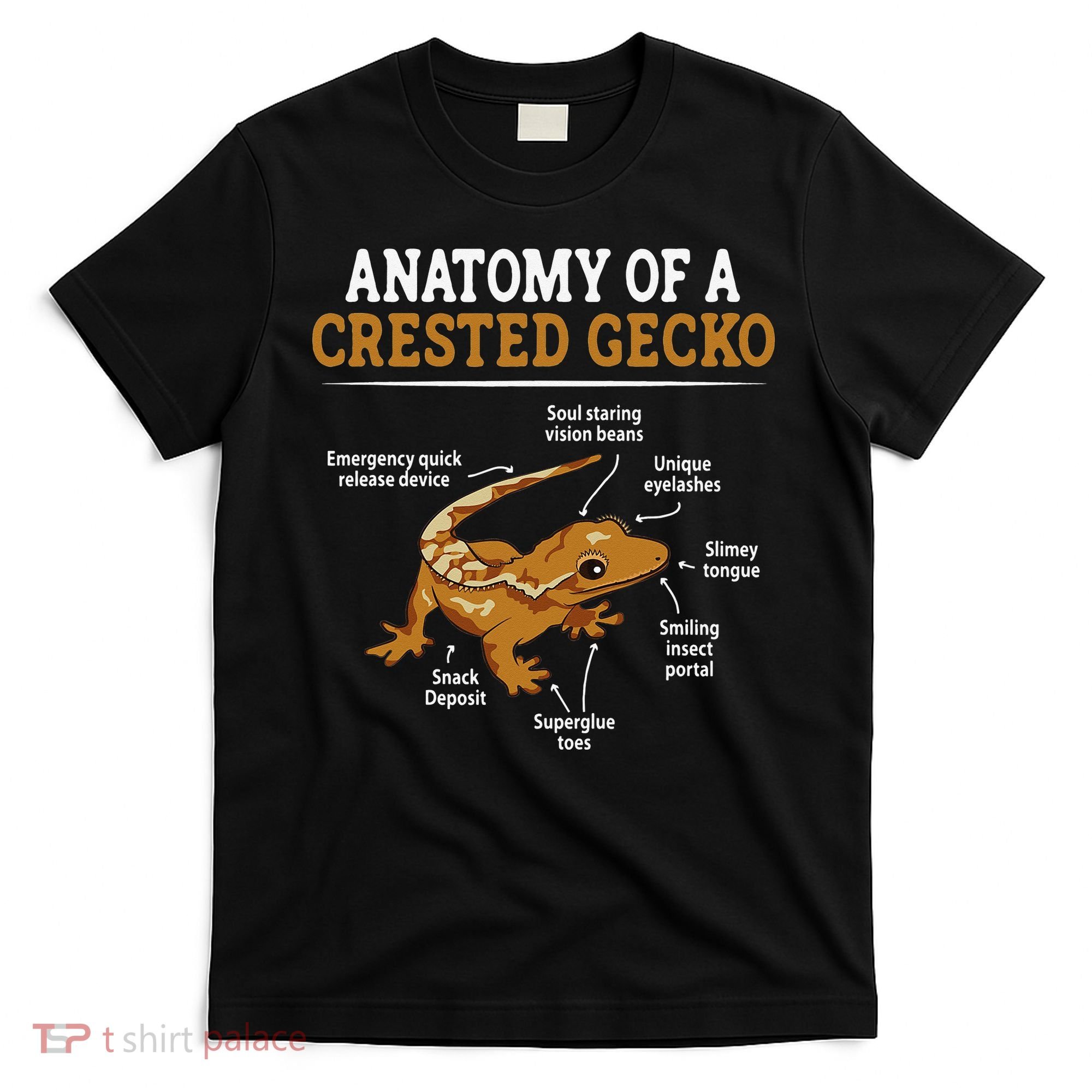 Anatomy Of A Crested Gecko Eyelash Lizard Herpetologist T-Shirt