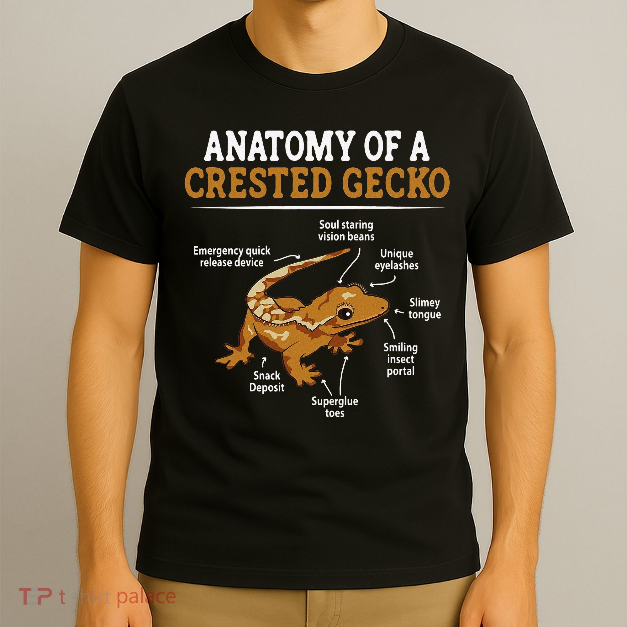 Anatomy Of A Crested Gecko Eyelash Lizard Herpetologist T-Shirt
