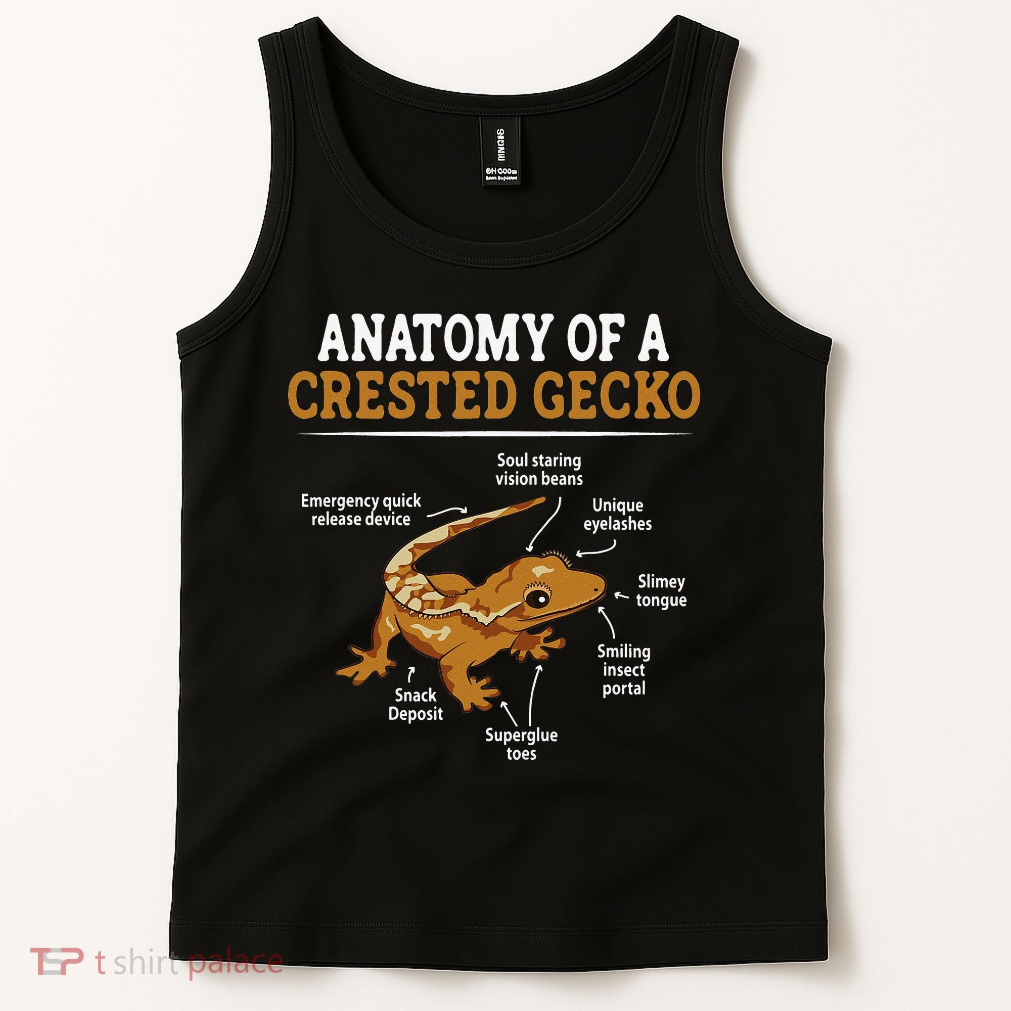 Anatomy Of A Crested Gecko Eyelash Lizard Herpetologist Tank Top