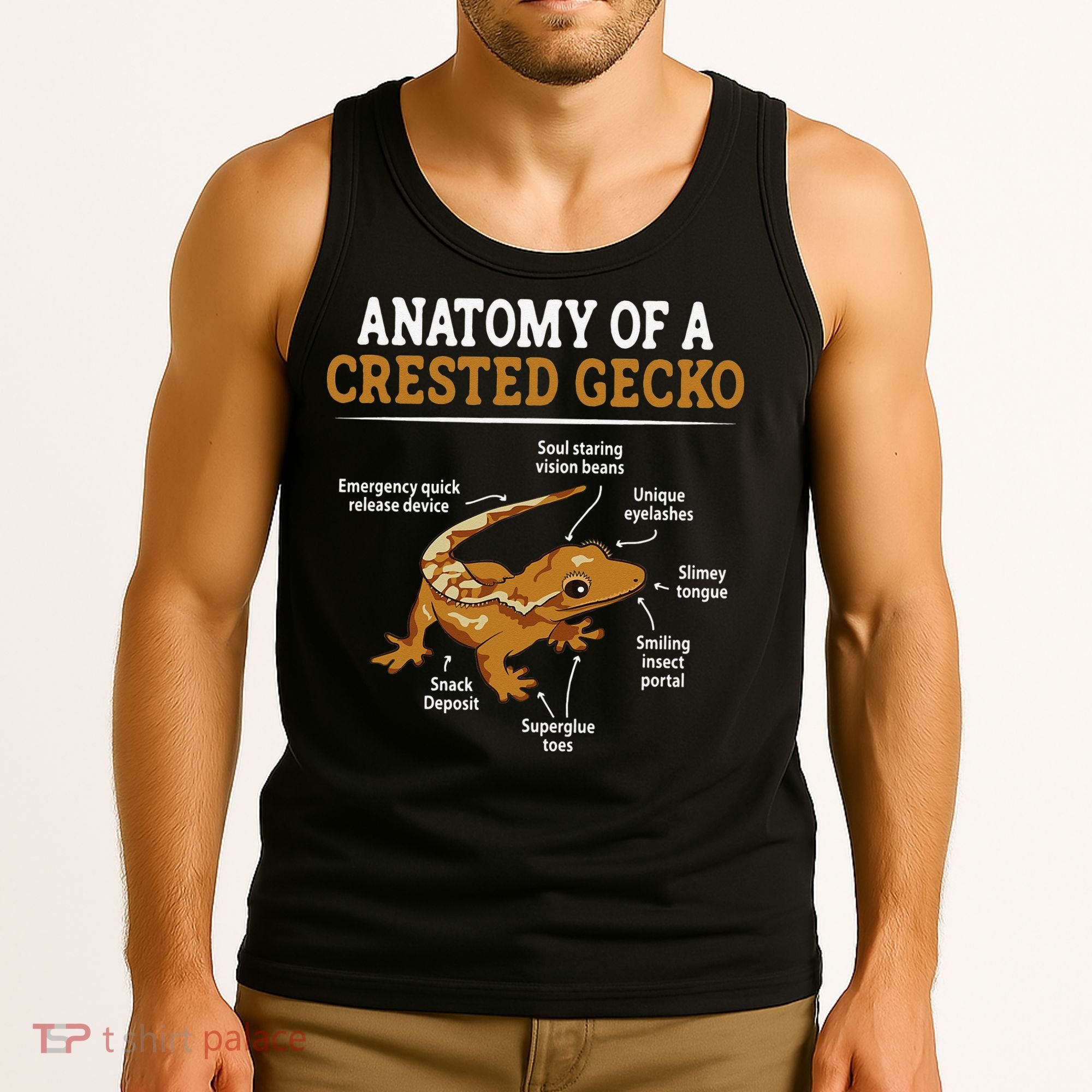 Anatomy Of A Crested Gecko Eyelash Lizard Herpetologist Tank Top