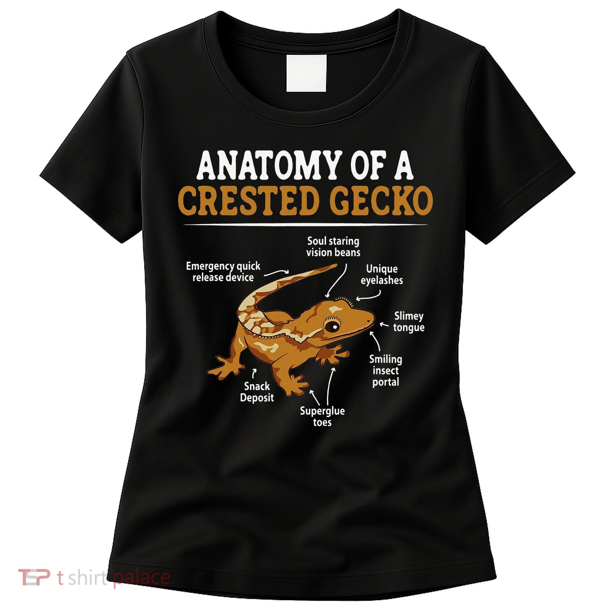 Anatomy Of A Crested Gecko Eyelash Lizard Herpetologist Women's T-Shirt