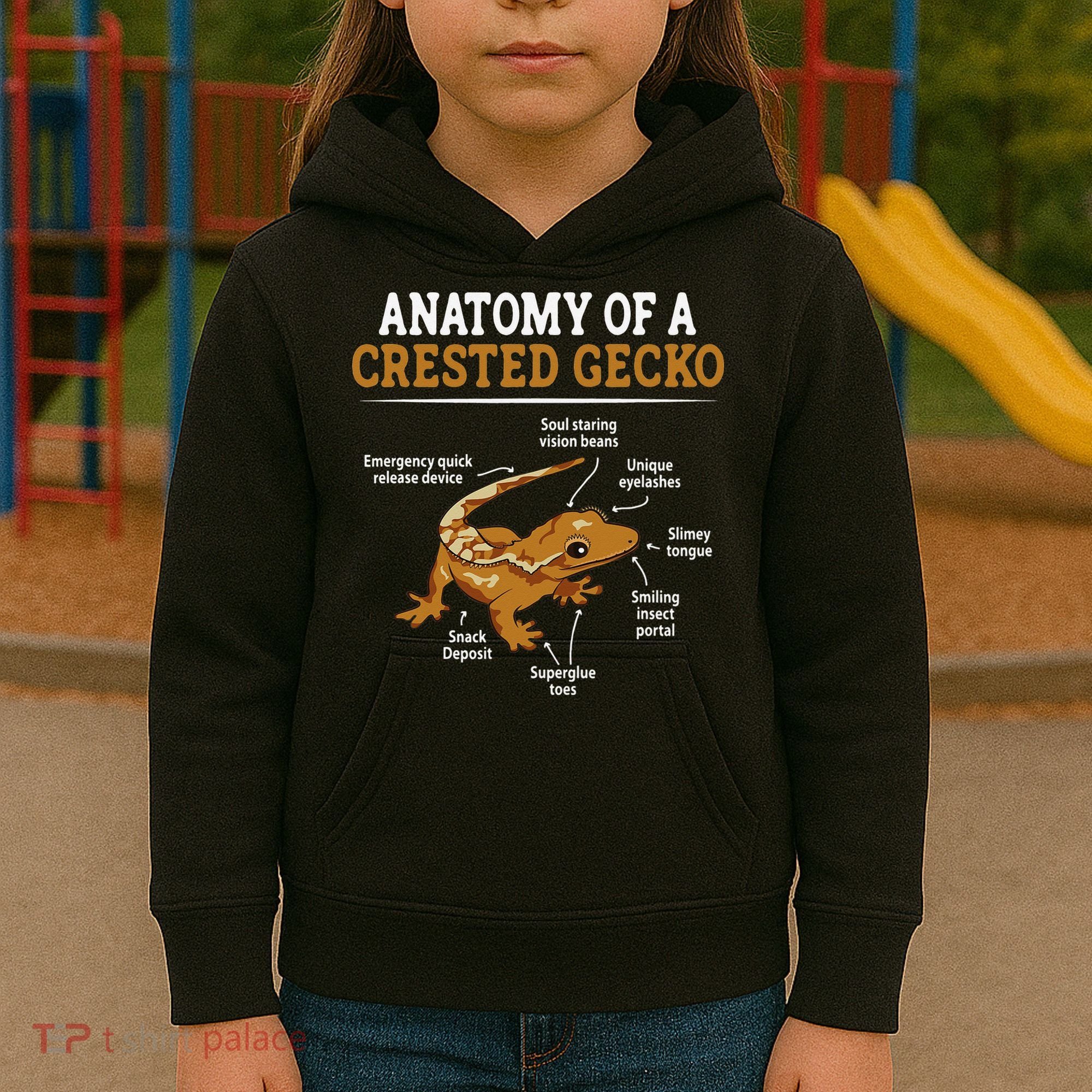 Anatomy Of A Crested Gecko Eyelash Lizard Herpetologist Kids Hoodie