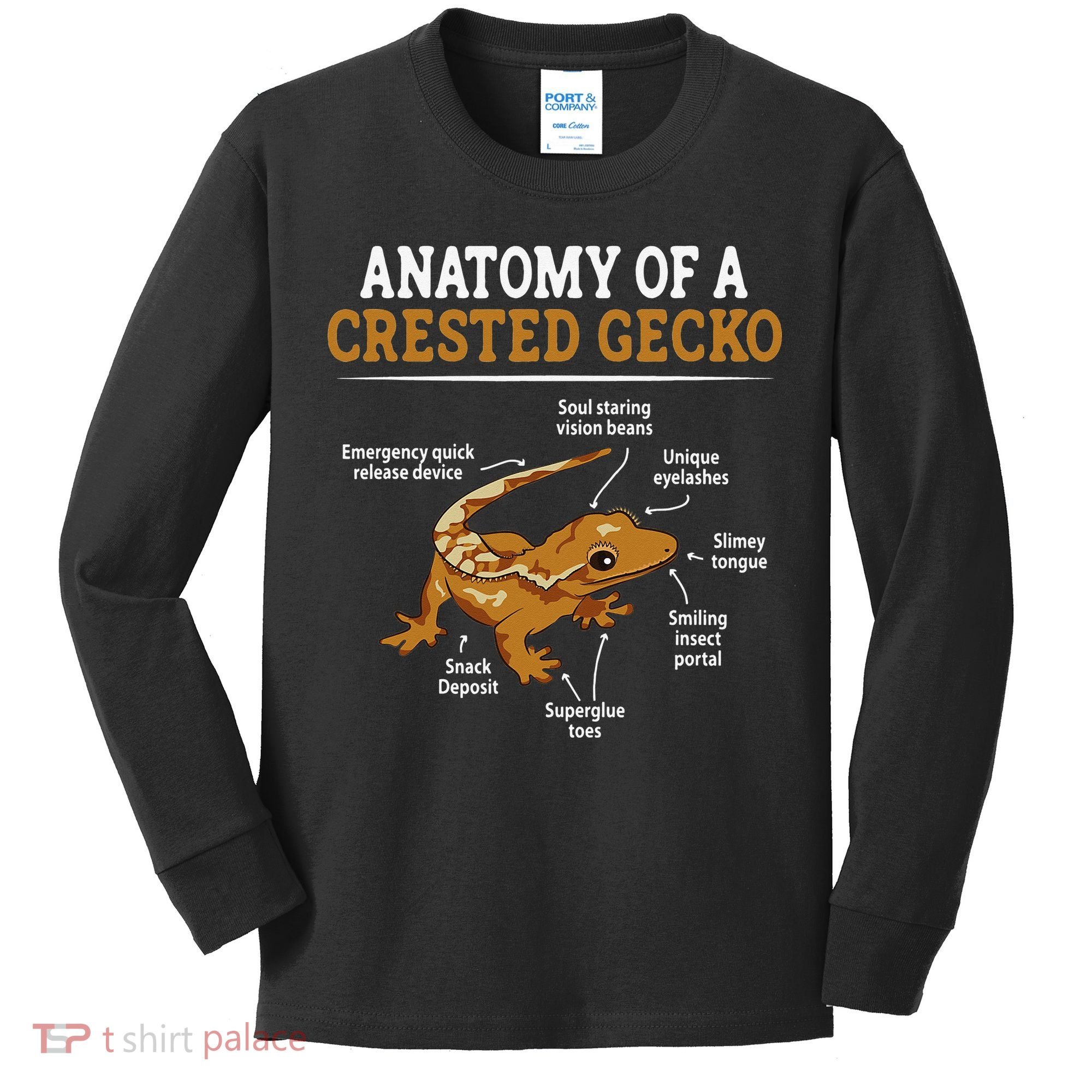 Anatomy Of A Crested Gecko Eyelash Lizard Herpetologist Kids Long Sleeve Shirt