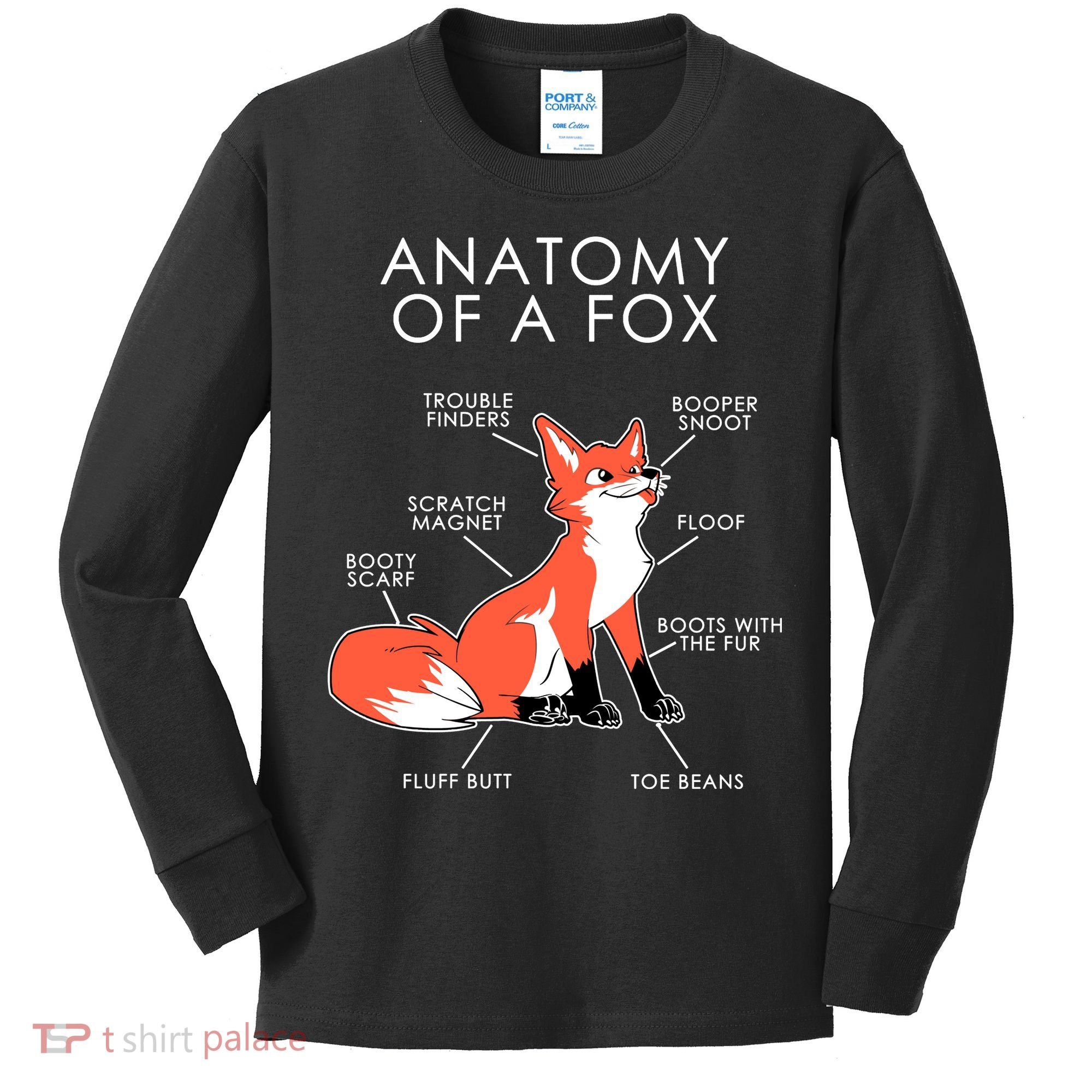 Anatomy Of A Fox Kids Long Sleeve Shirt