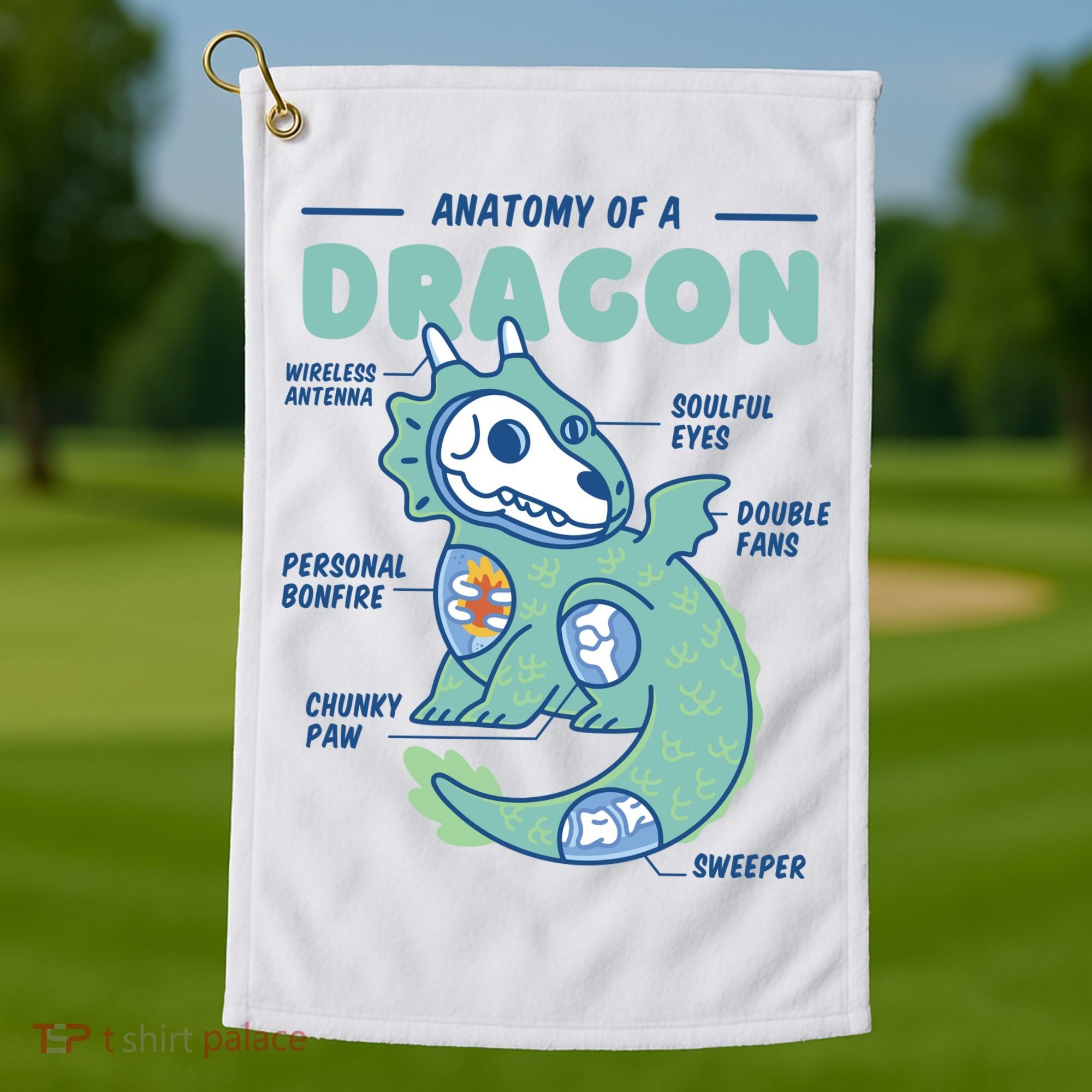 Anatomy Of A Dragon Golf Towel