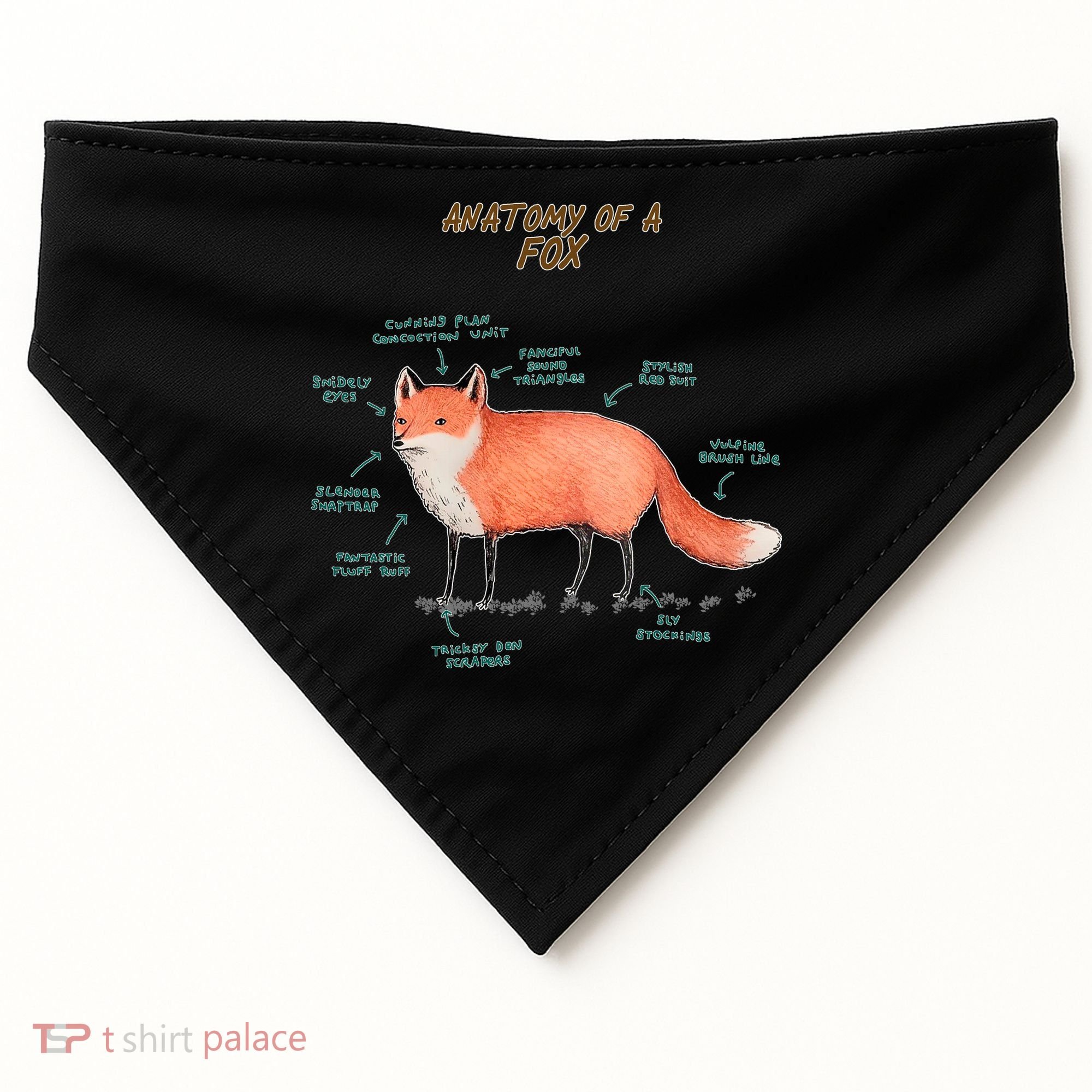 Anatomy Of A Fox Funny Cute USA-Made Doggie Bandana