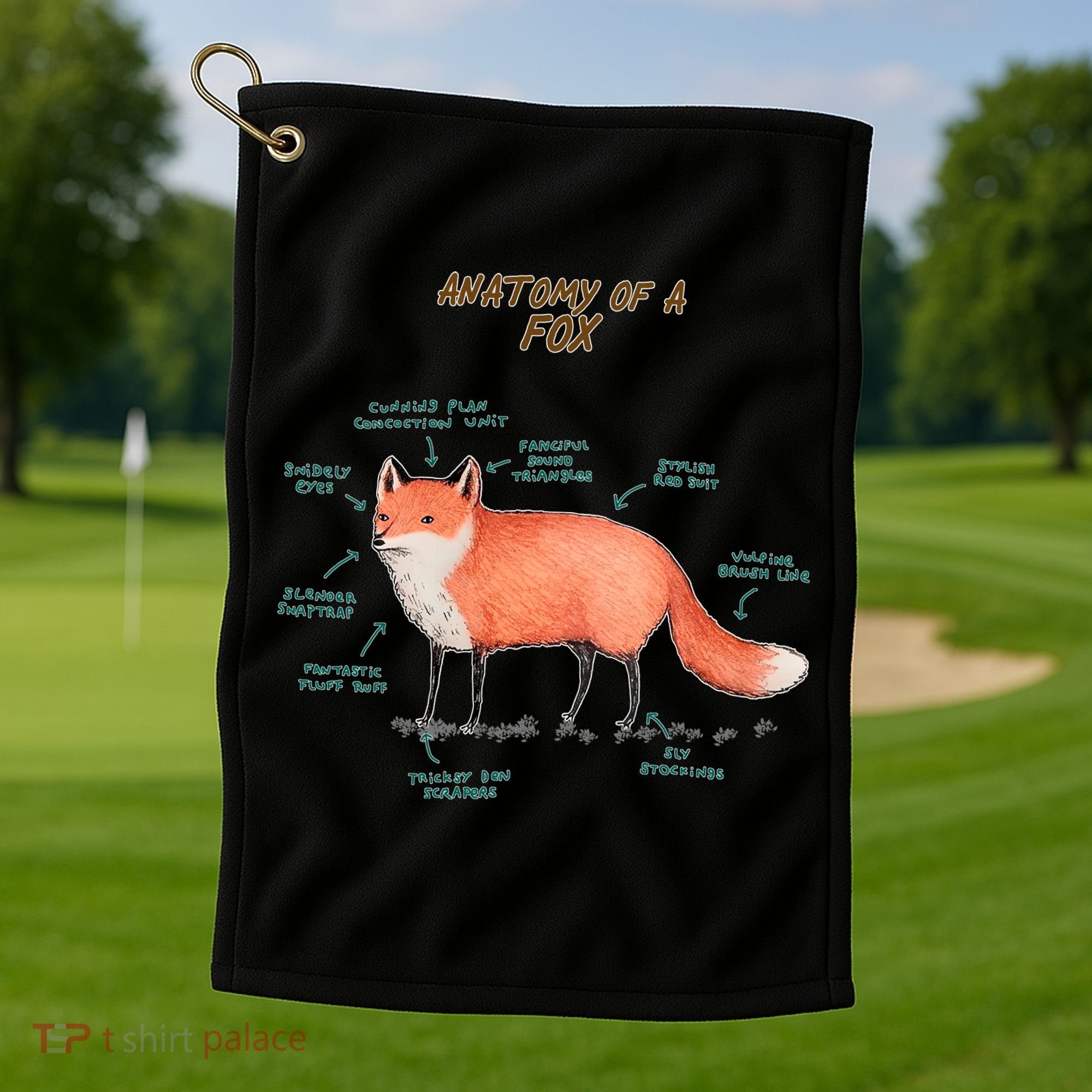 Anatomy Of A Fox Funny Cute Golf Towel