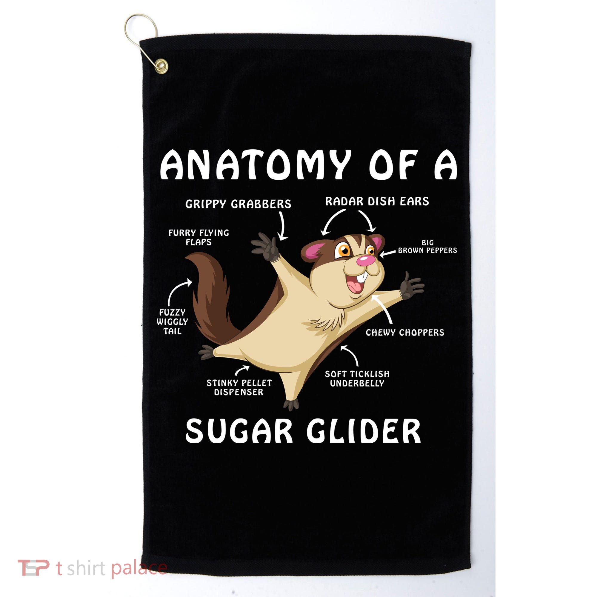 Anatomy Of A Sugar Glider Golf Towel