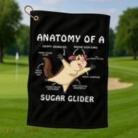 Anatomy Of A Sugar Glider Golf Towel thumb 1