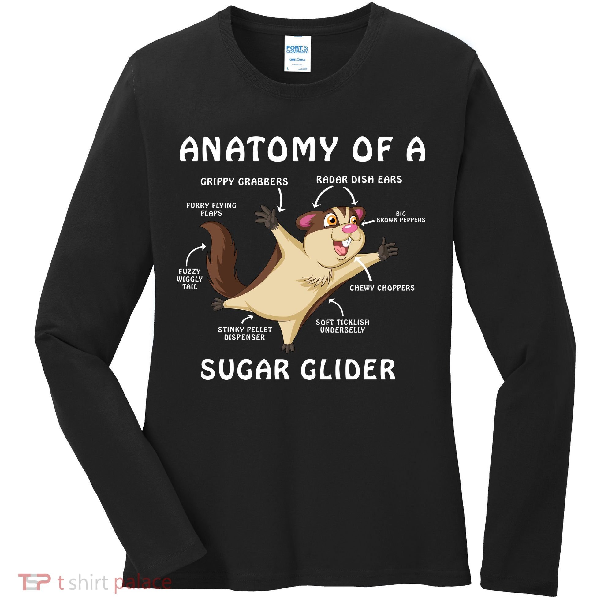 Anatomy Of A Sugar Glider Women's Long Sleeve Shirt