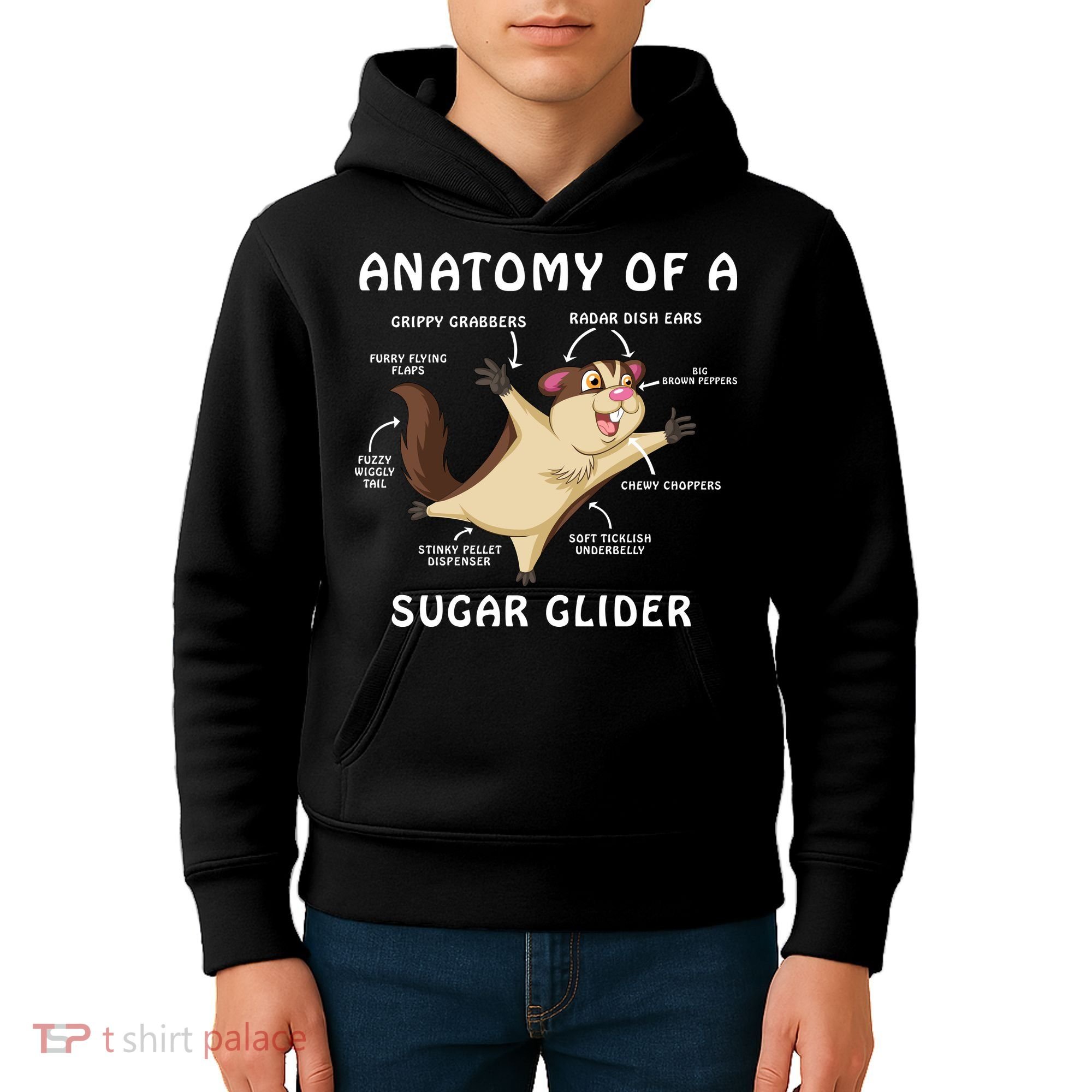 Anatomy Of A Sugar Glider Kids Hoodie