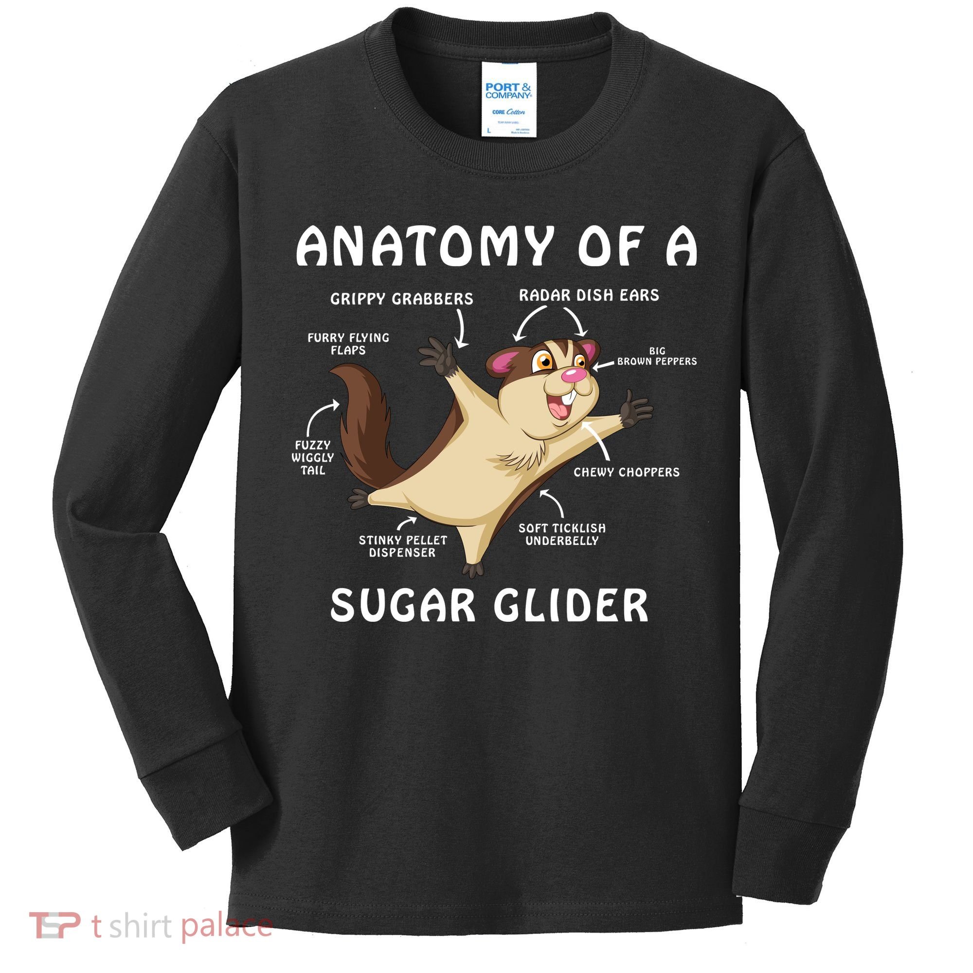 Anatomy Of A Sugar Glider Kids Long Sleeve Shirt