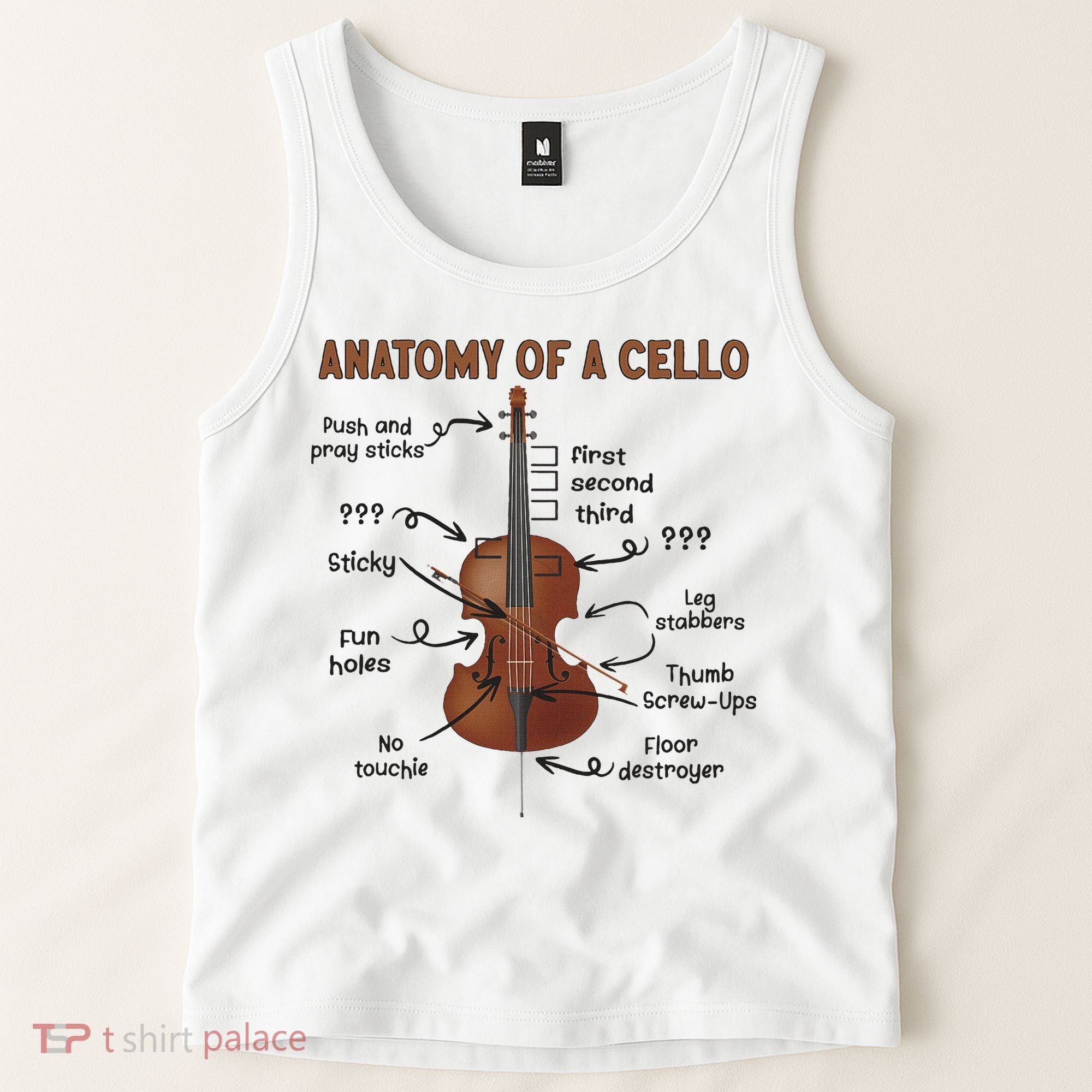 Anatomy Of A Cello Cellist Cello Lover Cello Player Tank Top