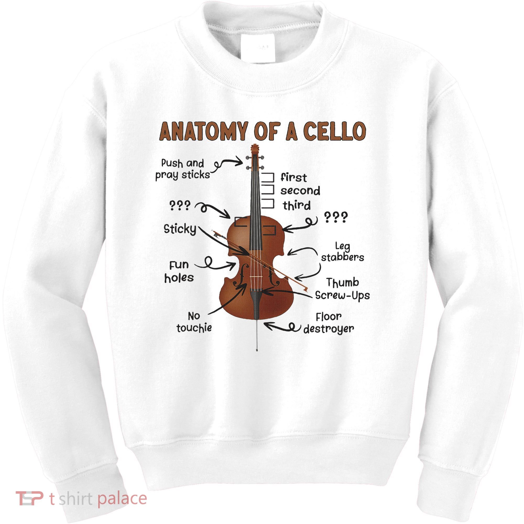 Anatomy Of A Cello Cellist Cello Lover Cello Player Kids Sweatshirt