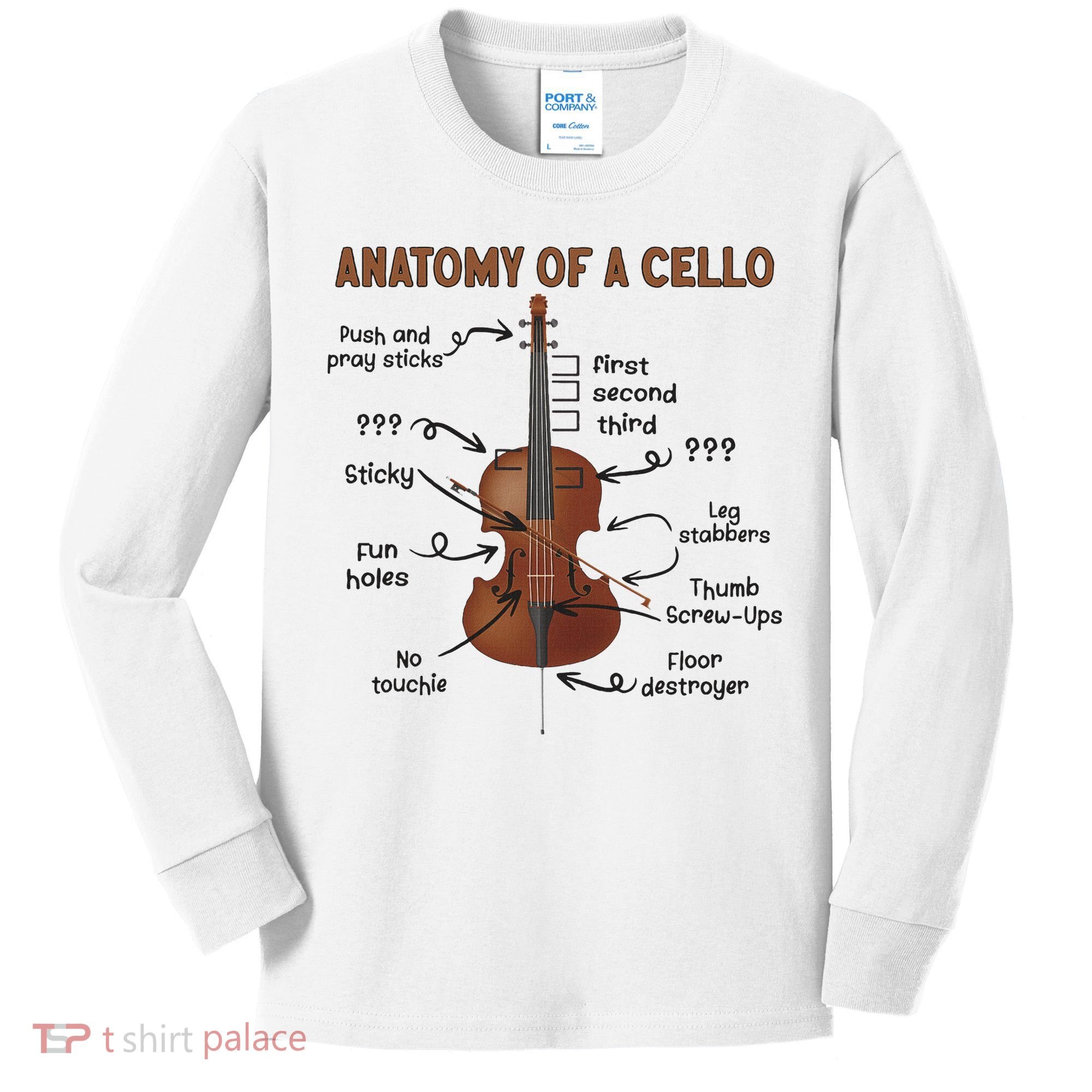 Anatomy Of A Cello Cellist Cello Lover Cello Player Kids Long Sleeve Shirt