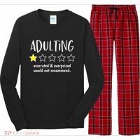Adulting Overrated And Overpriced Would Not Recommend Funny Long Sleeve Pajama Set thumb 0