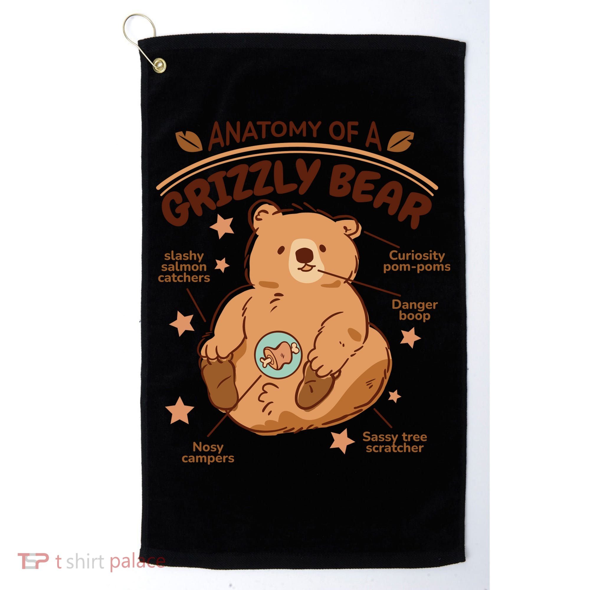Anatomy Of A Grizzly Bear Golf Towel
