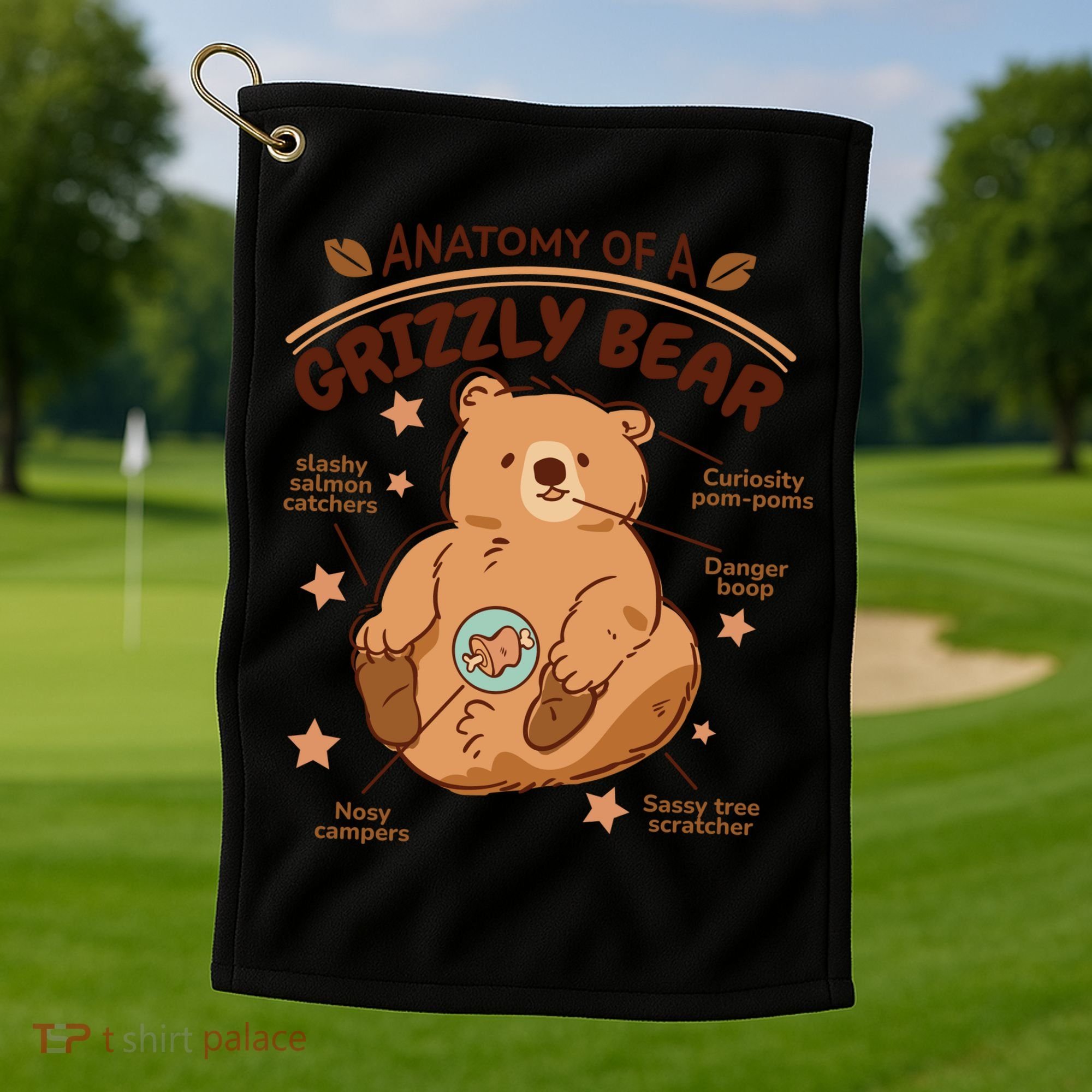 Anatomy Of A Grizzly Bear Golf Towel