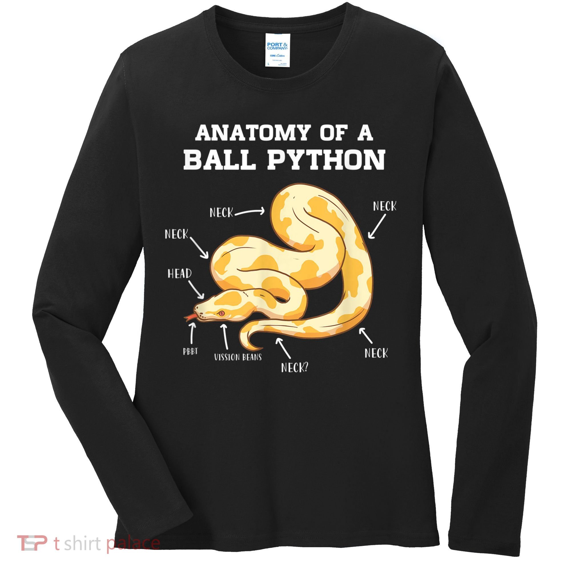 Anatomy Of A Ball Python Reptile Snake Owner Women's Long Sleeve Shirt