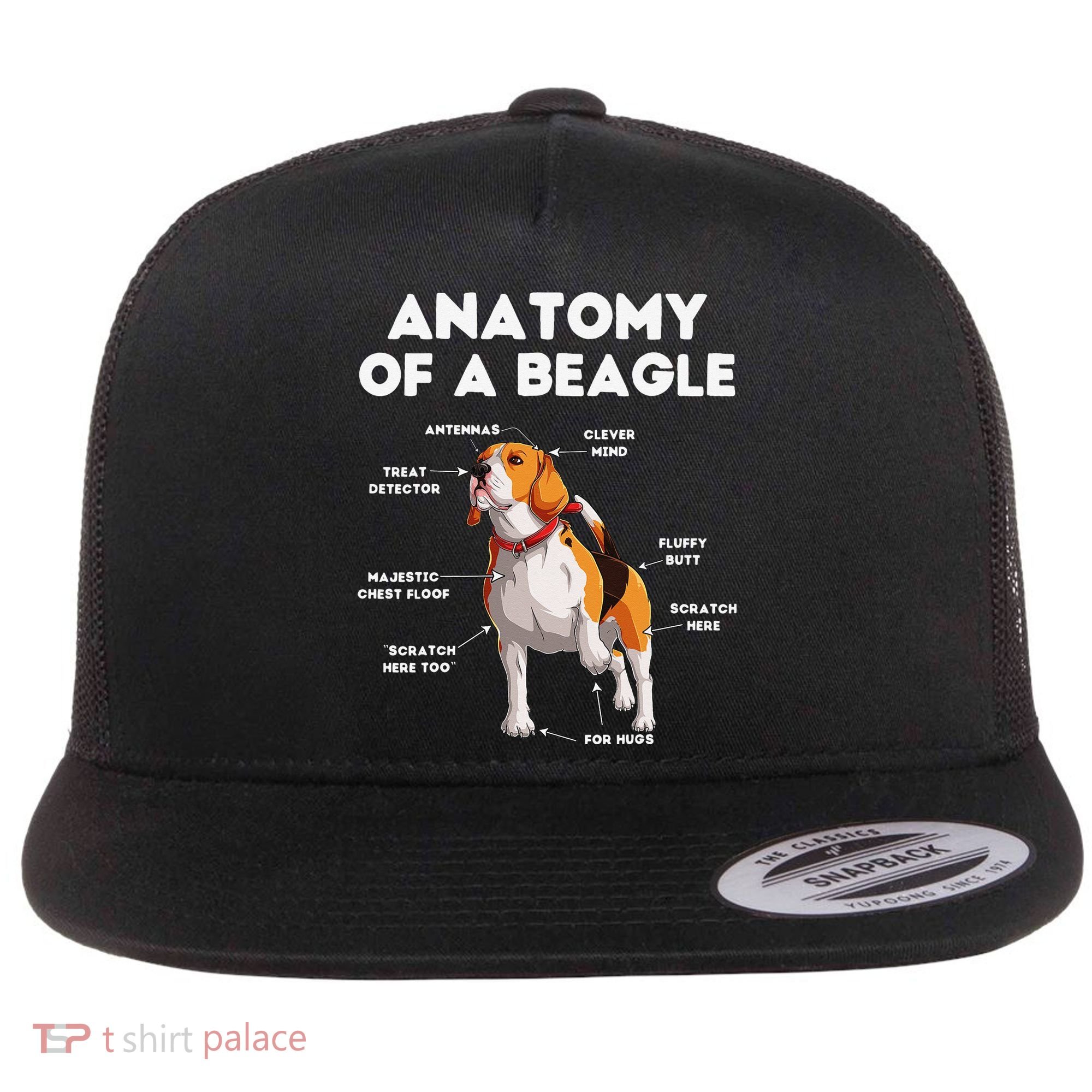 Anatomy of a Beagle Funny Beagle Dog Lover Flat Bill Trucker Hat