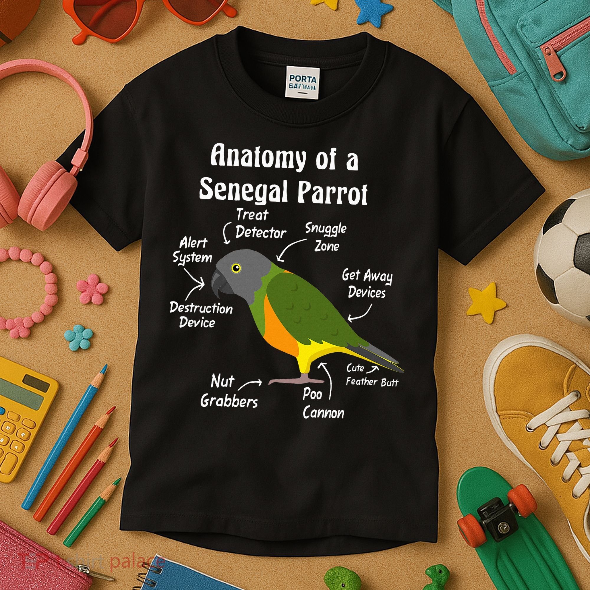 Anatomy Of A Senegal Parrot Kids T-Shirt