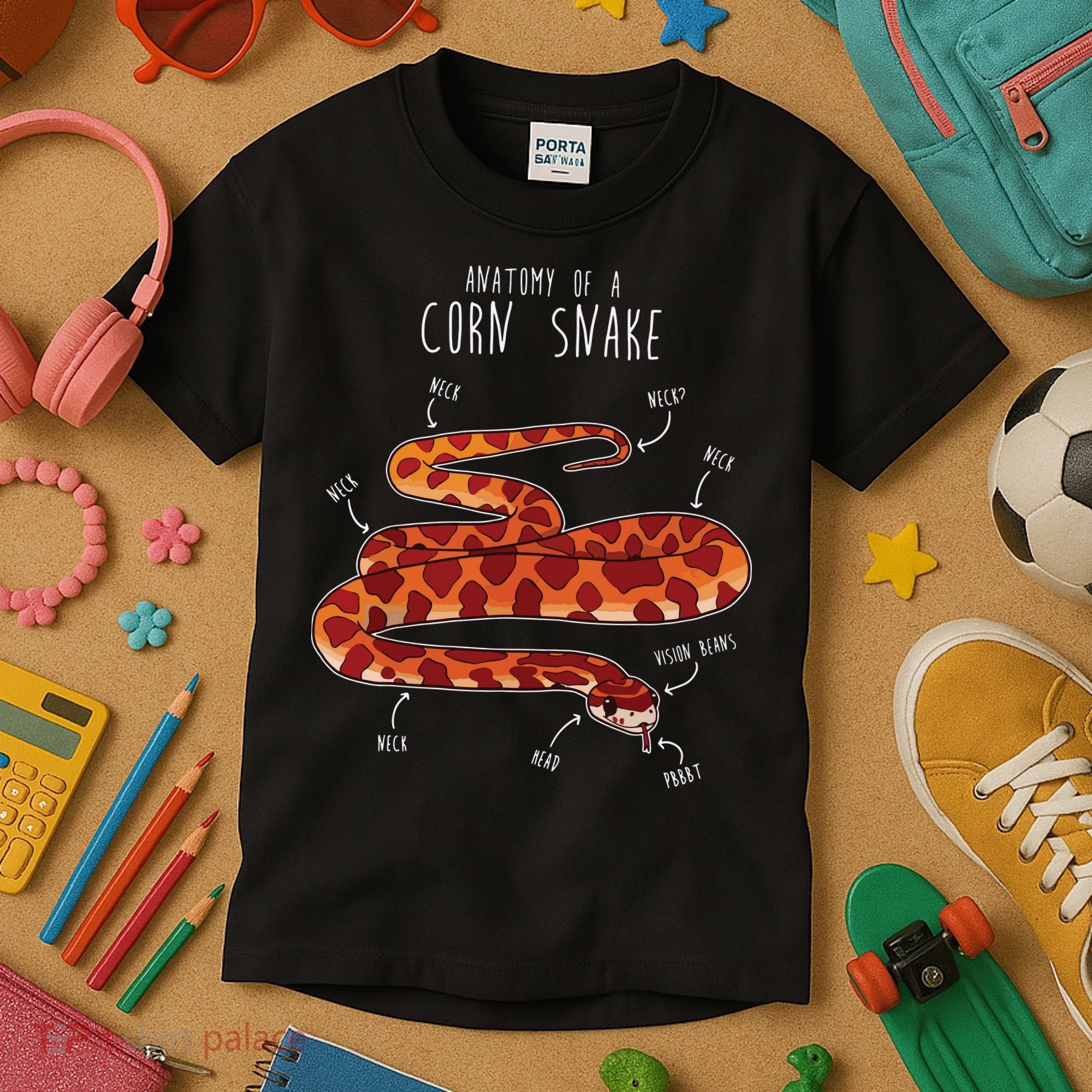 Anatomy Of A Corn Snake Funny Pet Reptile Snake Lover Kids T-Shirt