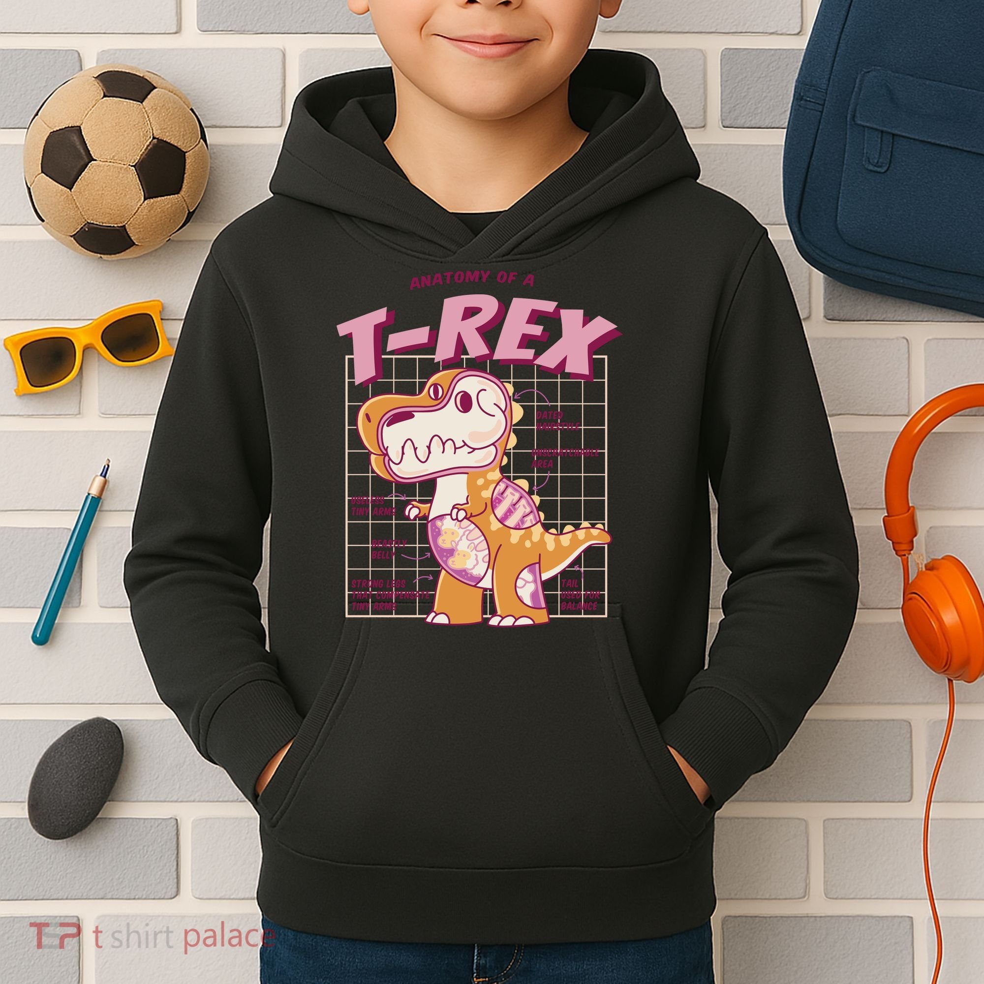 Anatomy Of A T Rex Kids Hoodie