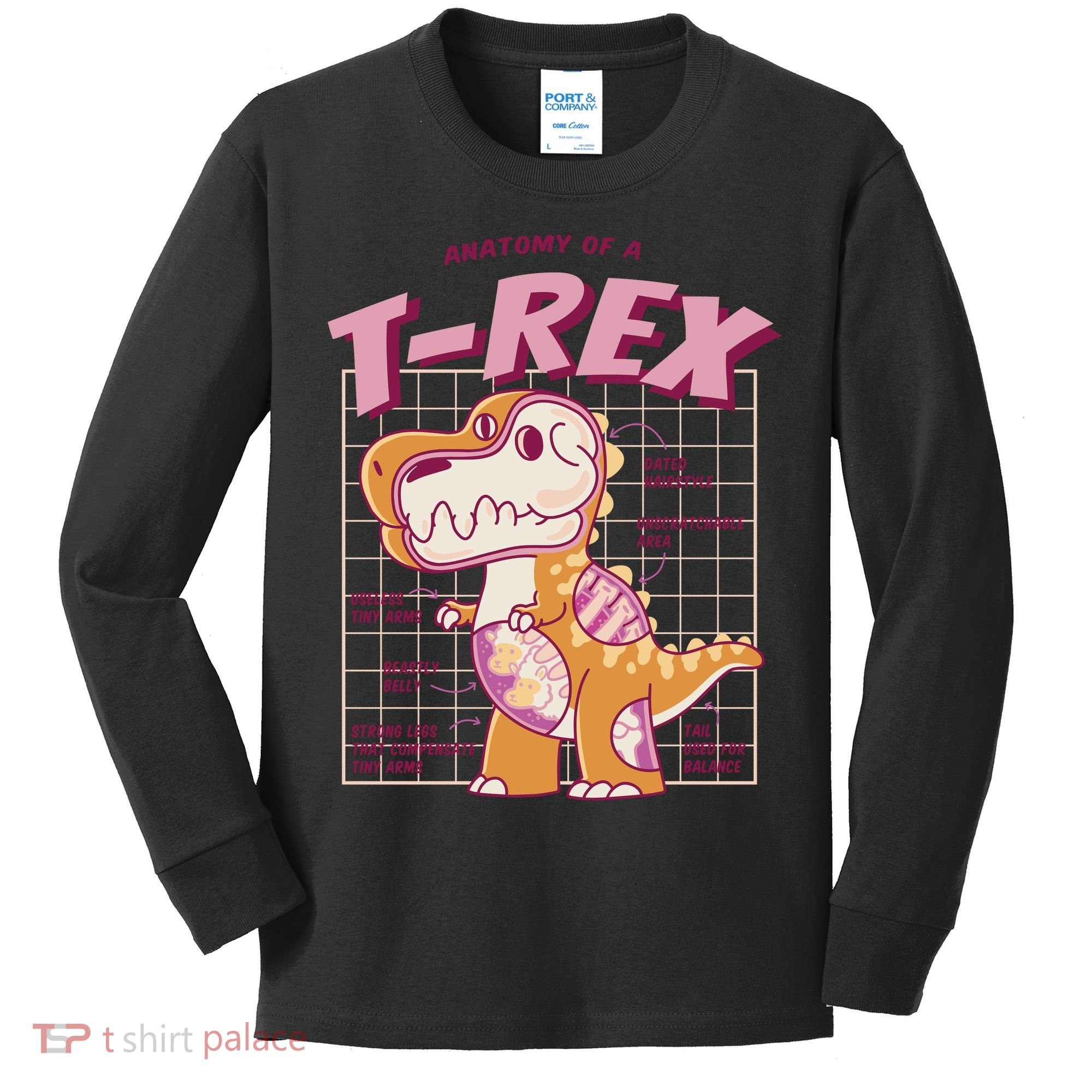 Anatomy Of A T Rex Kids Long Sleeve Shirt