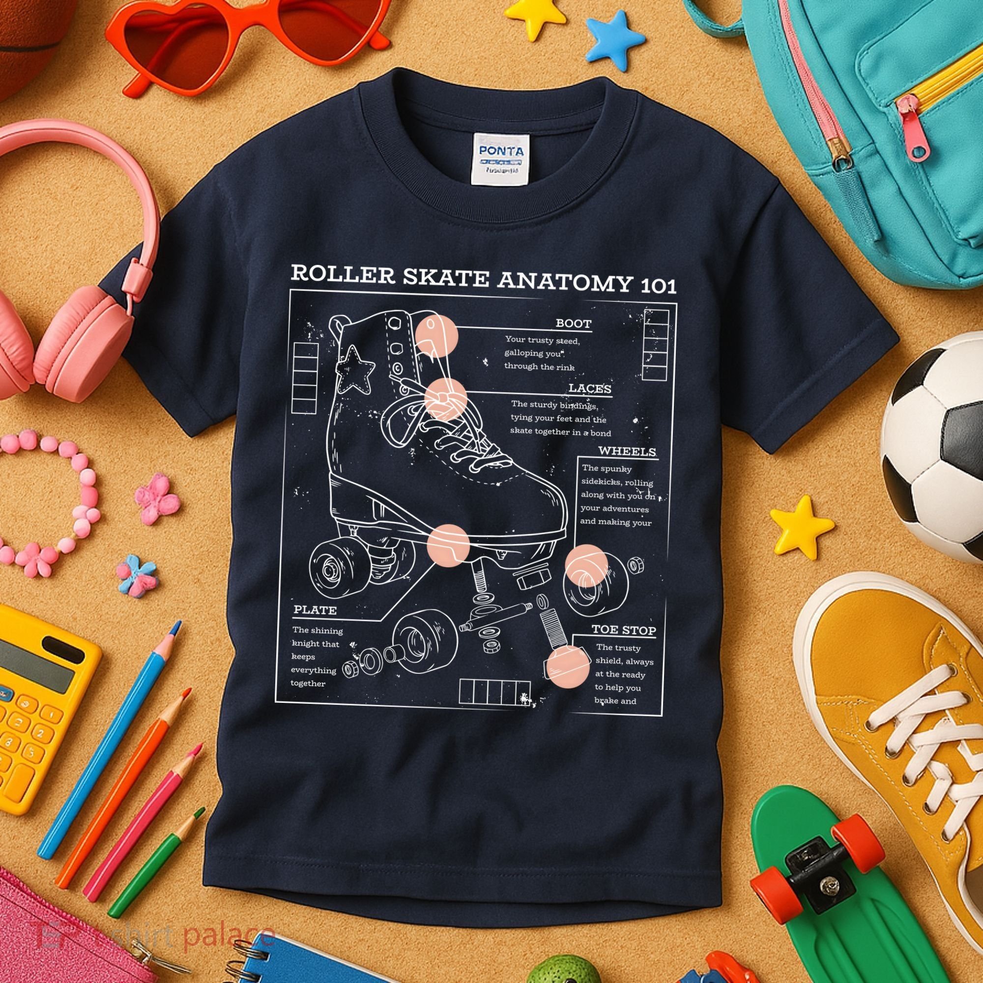 Anatomy Of A Roller Skate Kids T-Shirt
