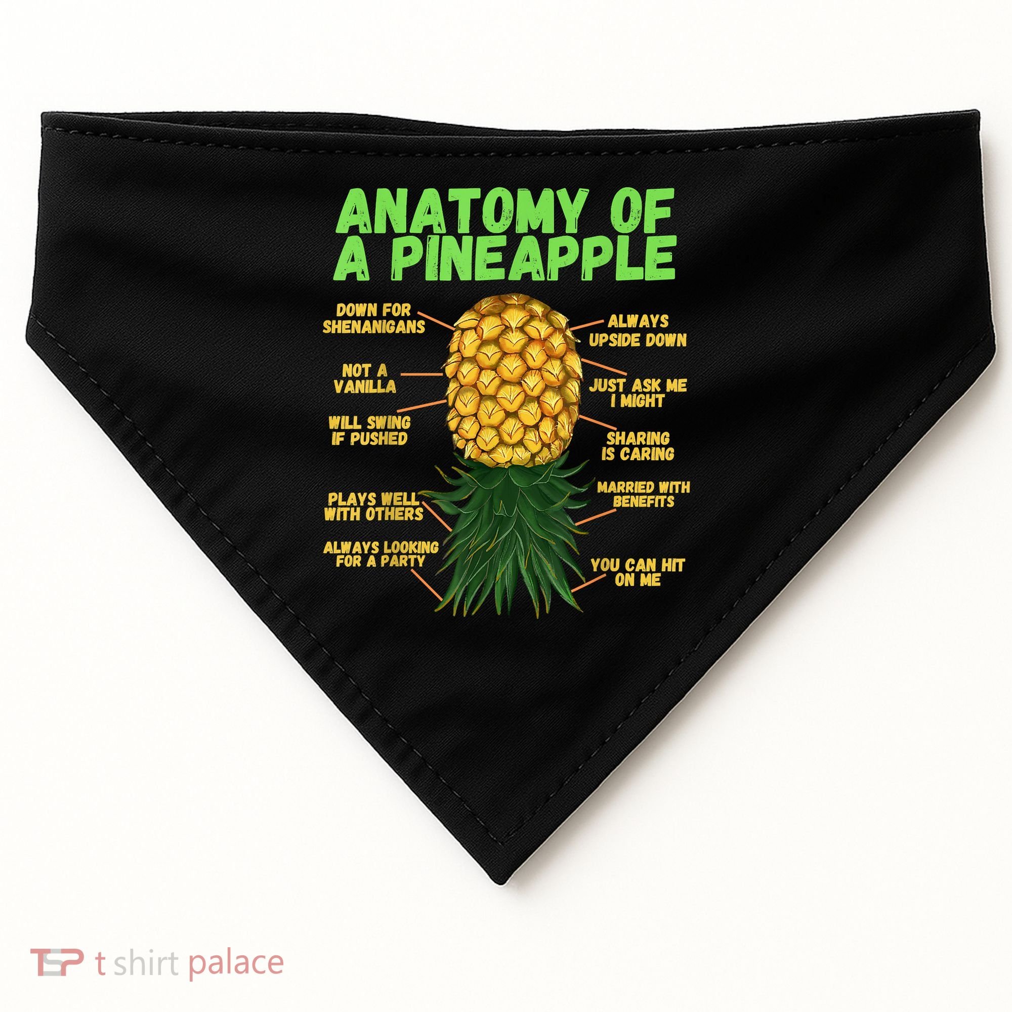 Anatomy Of A Pineapple Funny Upside Down Pineapple USA-Made Doggie Bandana