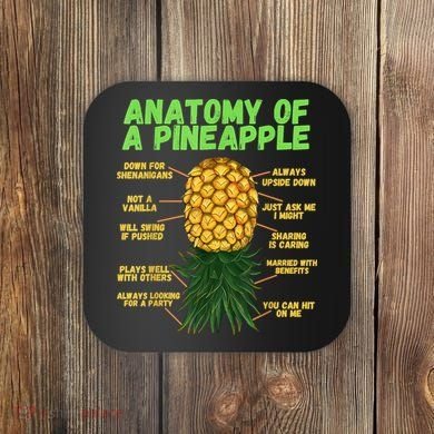 Anatomy Of A Pineapple Funny Upside Down Pineapple Coaster