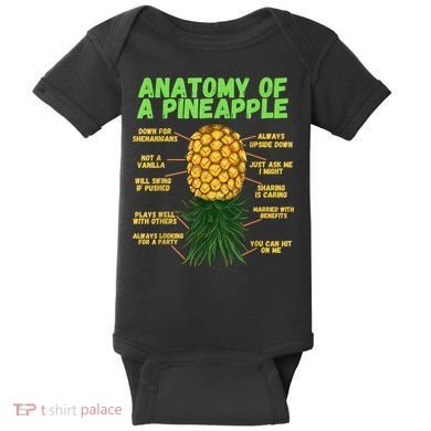 Anatomy Of A Pineapple Funny Upside Down Pineapple Baby Bodysuit
