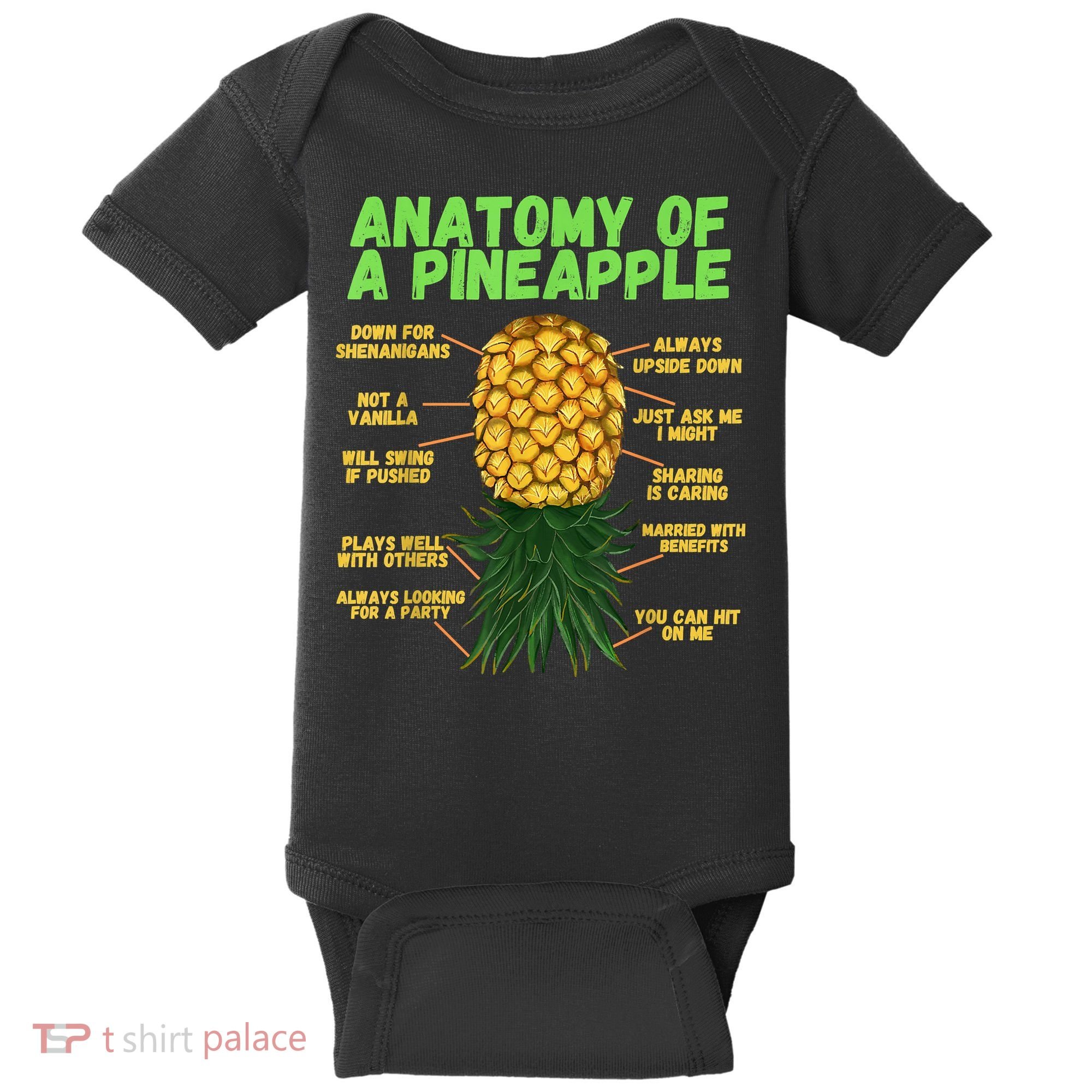 Anatomy Of A Pineapple Funny Upside Down Pineapple Baby Bodysuit