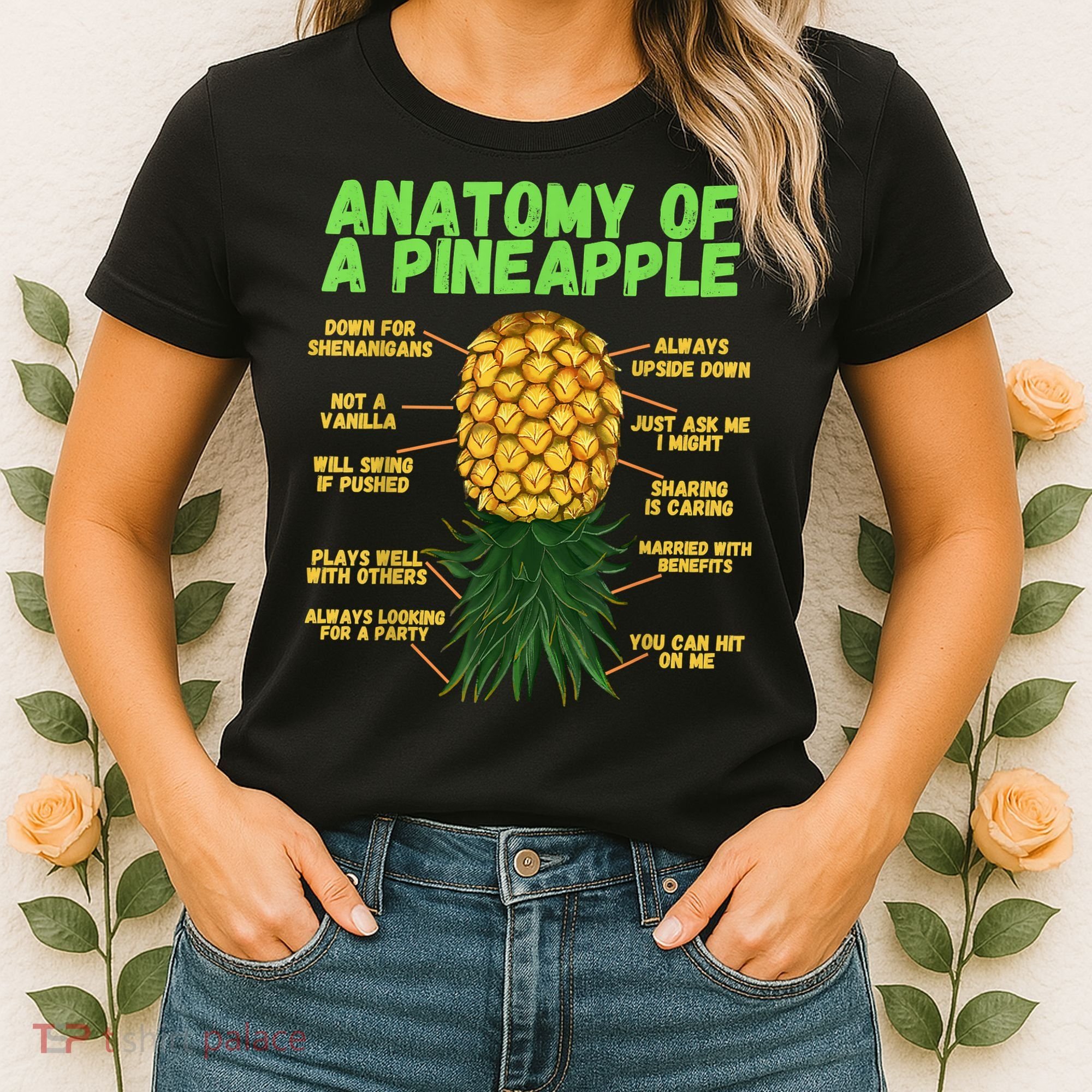 Anatomy Of A Pineapple Funny Upside Down Pineapple Women's T-Shirt