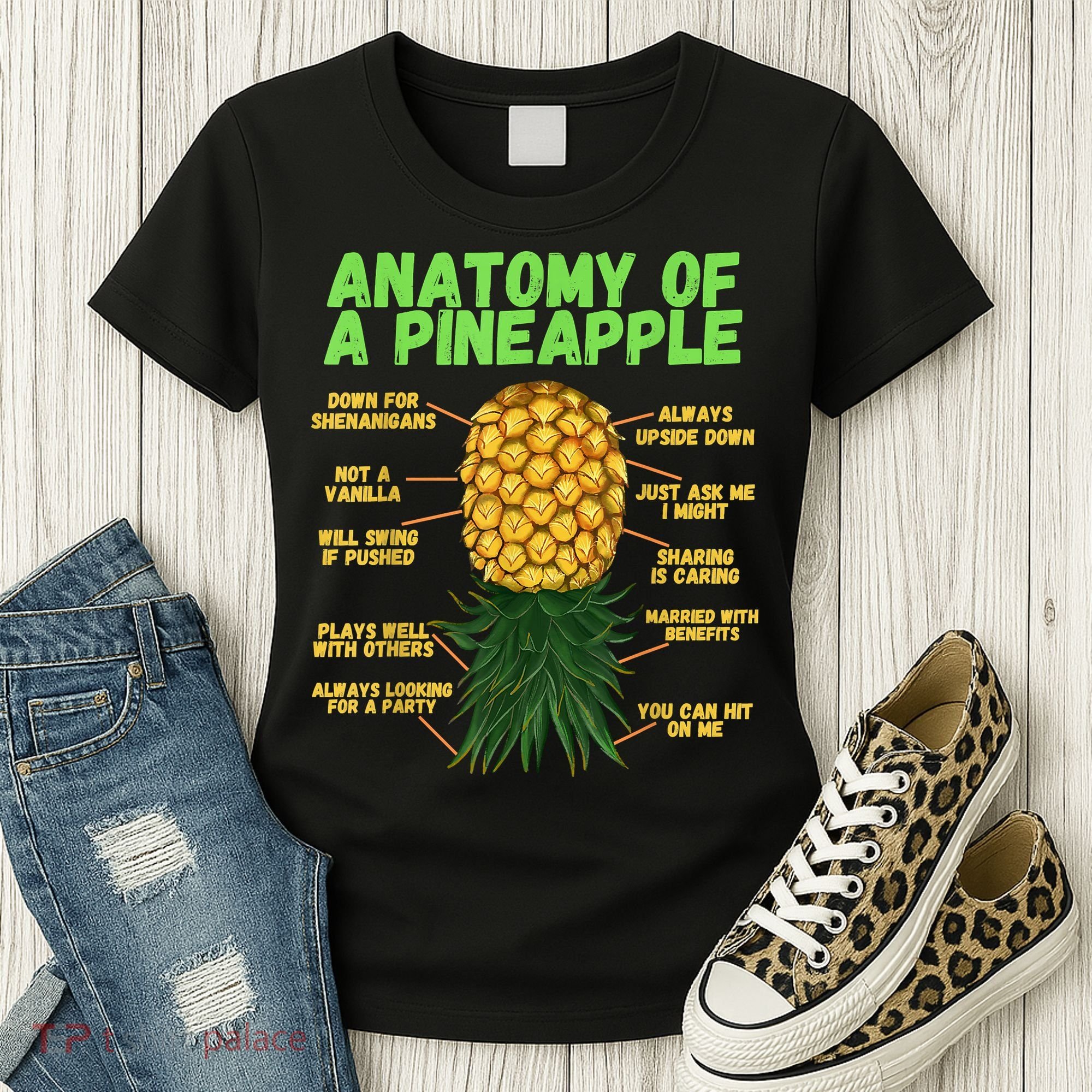 Anatomy Of A Pineapple Funny Upside Down Pineapple Women's T-Shirt