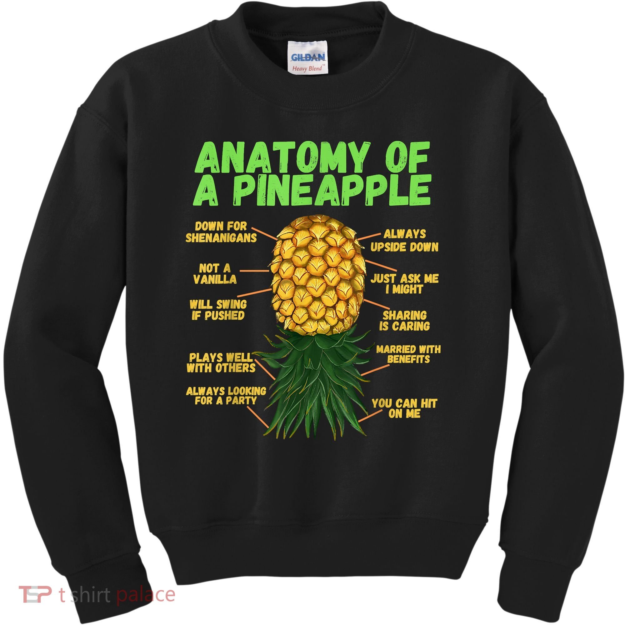 Anatomy Of A Pineapple Funny Upside Down Pineapple Kids Sweatshirt
