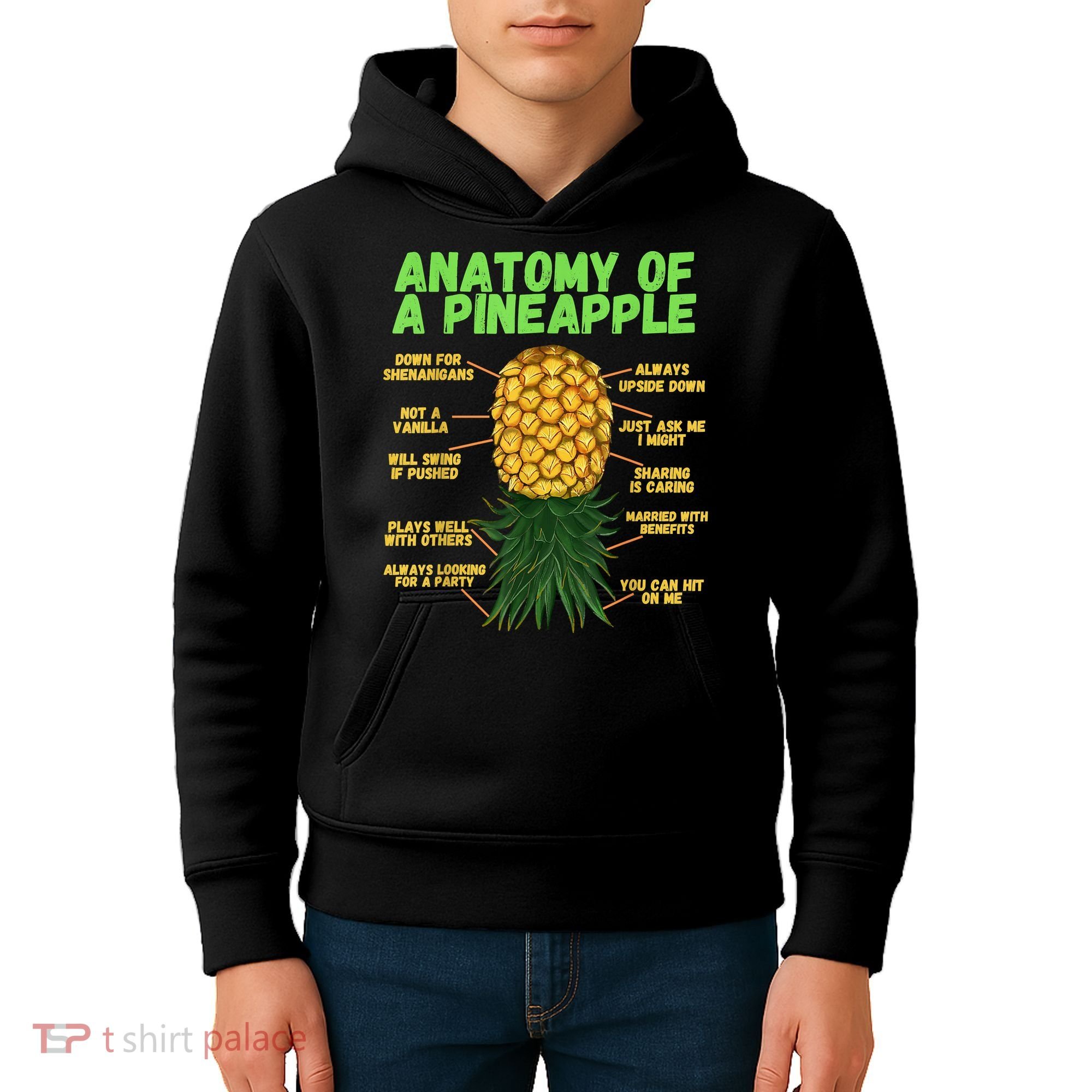 Anatomy Of A Pineapple Funny Upside Down Pineapple Kids Hoodie