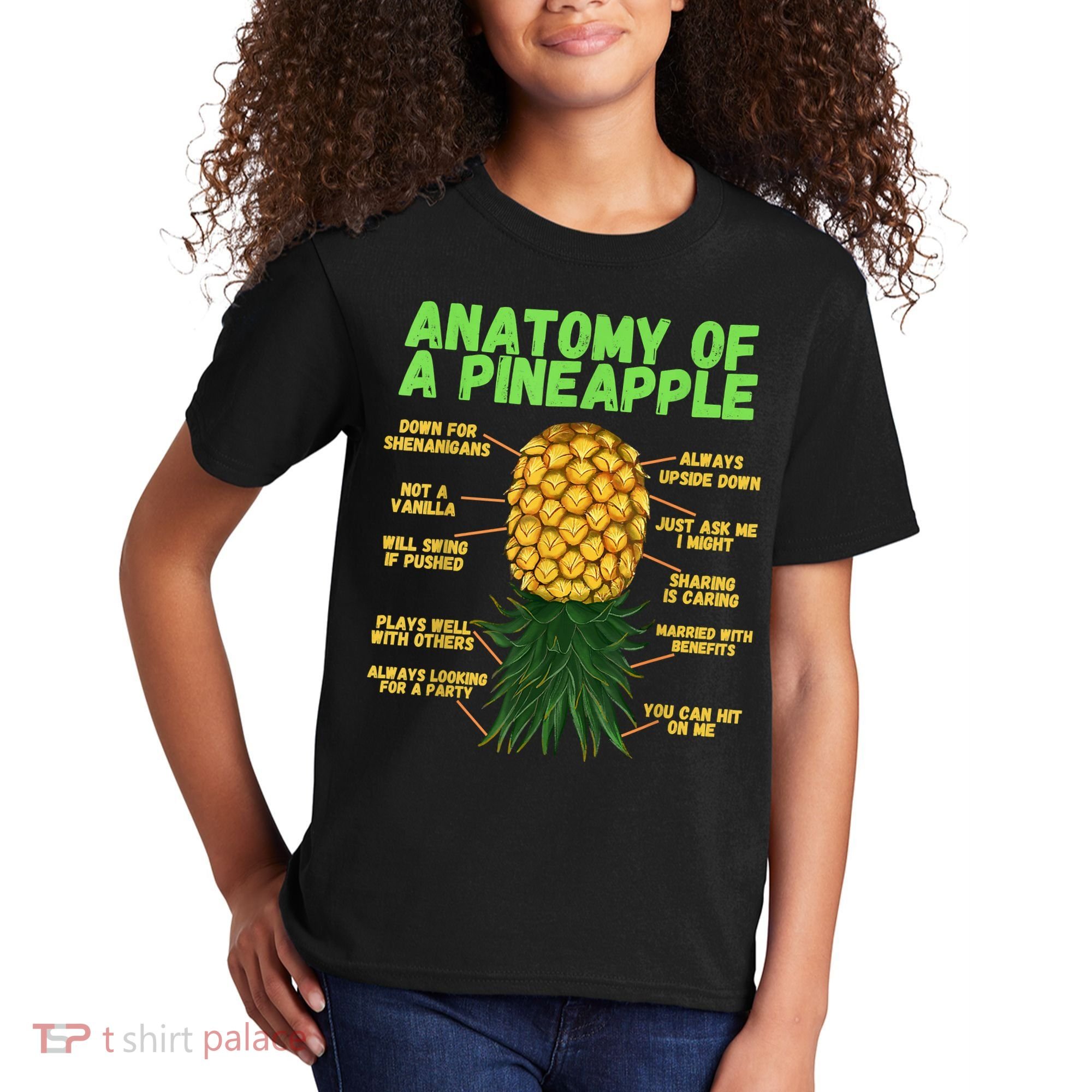 Anatomy Of A Pineapple Funny Upside Down Pineapple Kids T-Shirt
