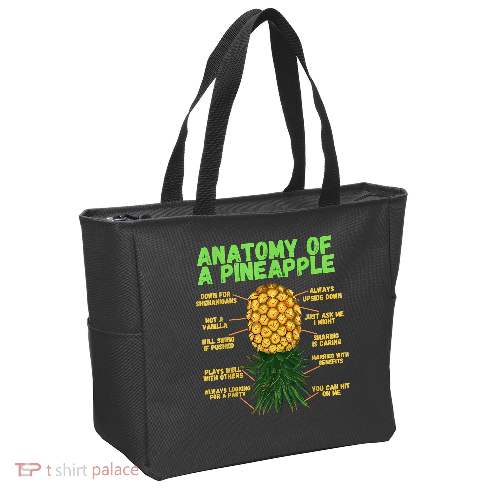 Anatomy Of A Pineapple Funny Upside Down Pineapple Tote Bag