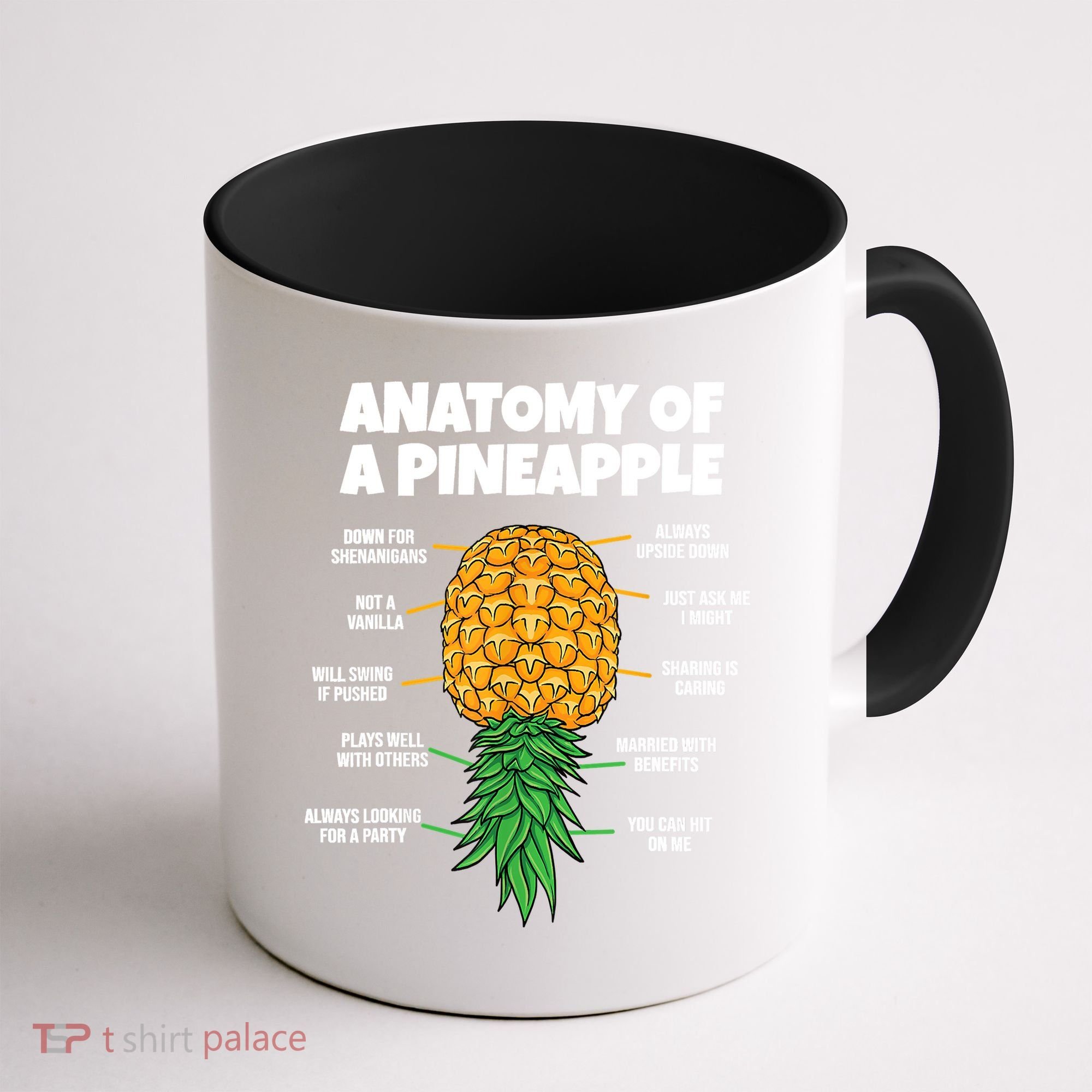 Anatomy Of A Pineapple Swinger Funny Upside Down Pineapple Coffee Mug